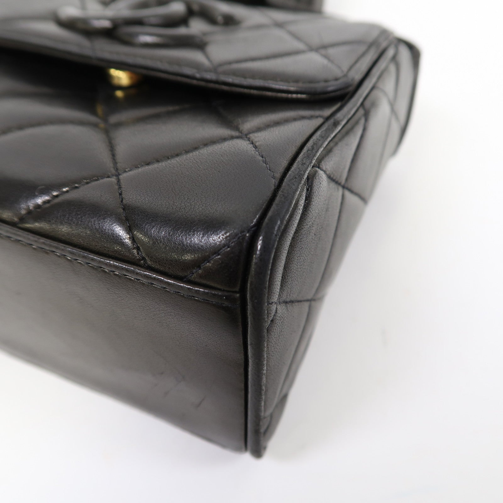 CHANEL 菱格羊皮皮革Shoulder Bag金扣肩背袋黑色