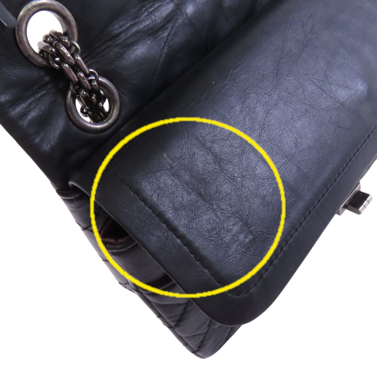CHANEL 牛皮皮革2.55 24cm銀扣鏈帶肩背袋