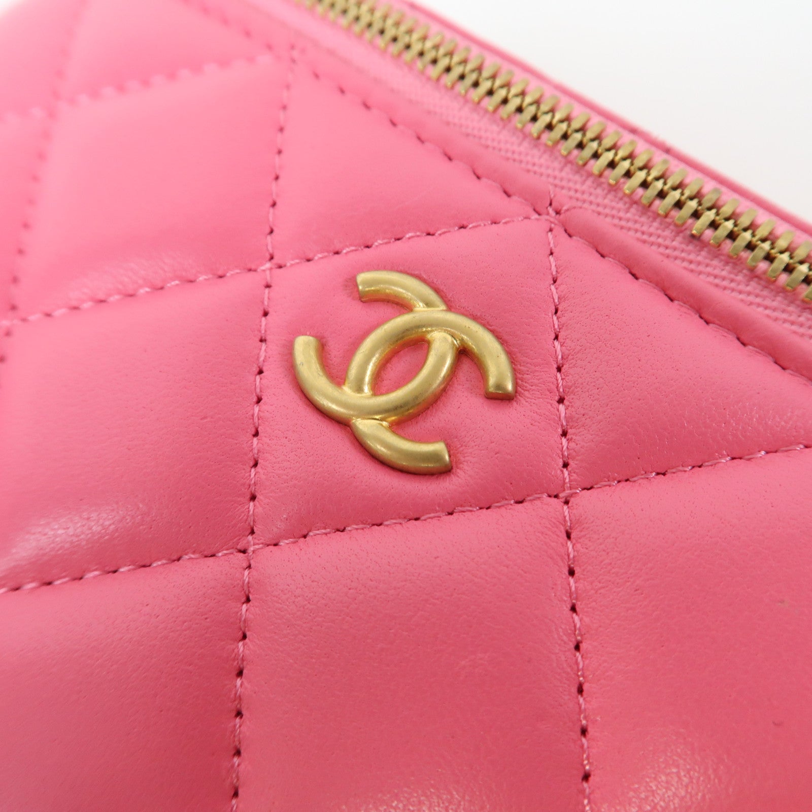 CHANEL 【激減優惠】菱格羊皮皮革Chanel Box Bag金扣鏈帶肩背袋粉紅色