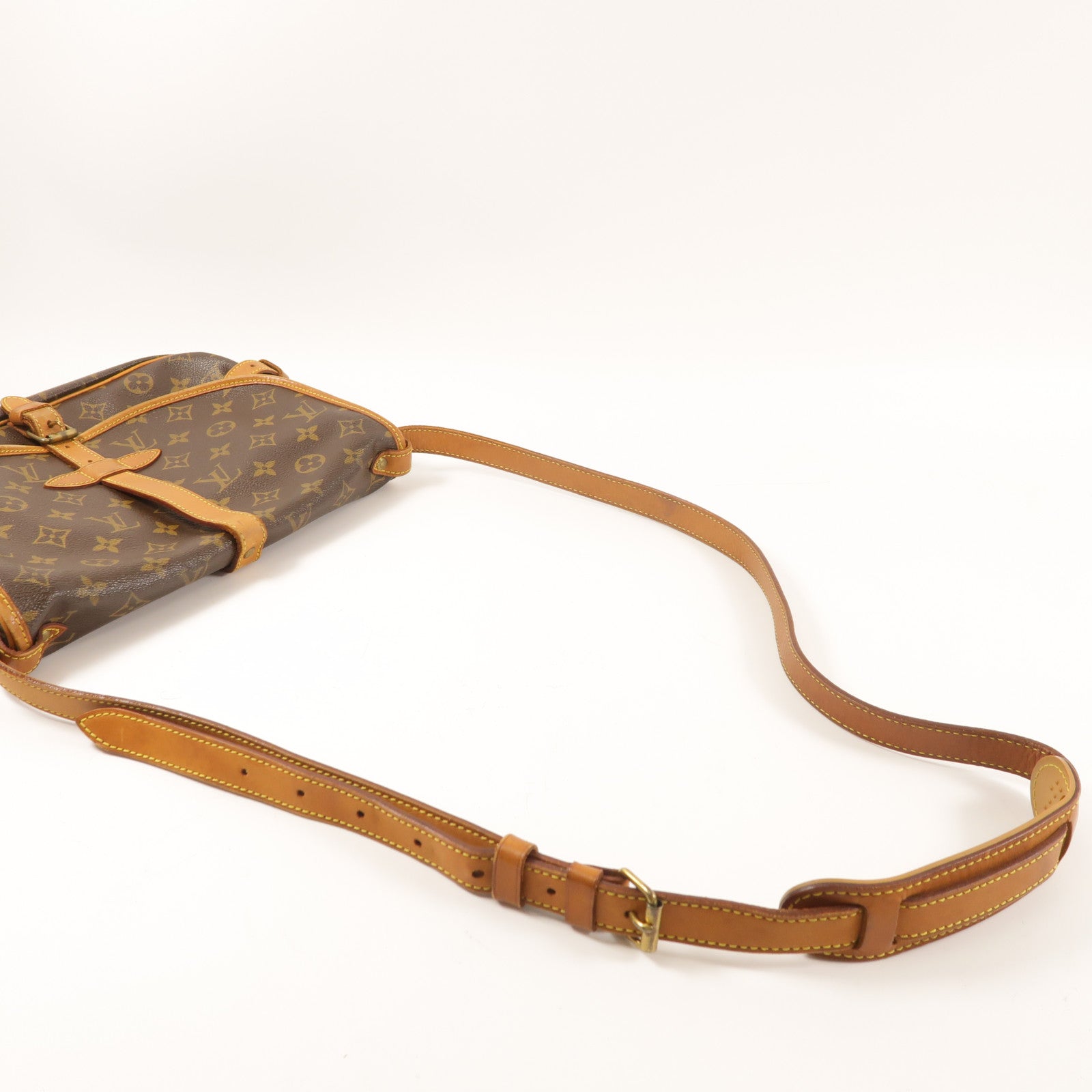 LOUIS VUITTON Monogram Saumur 30金扣肩背袋棕色