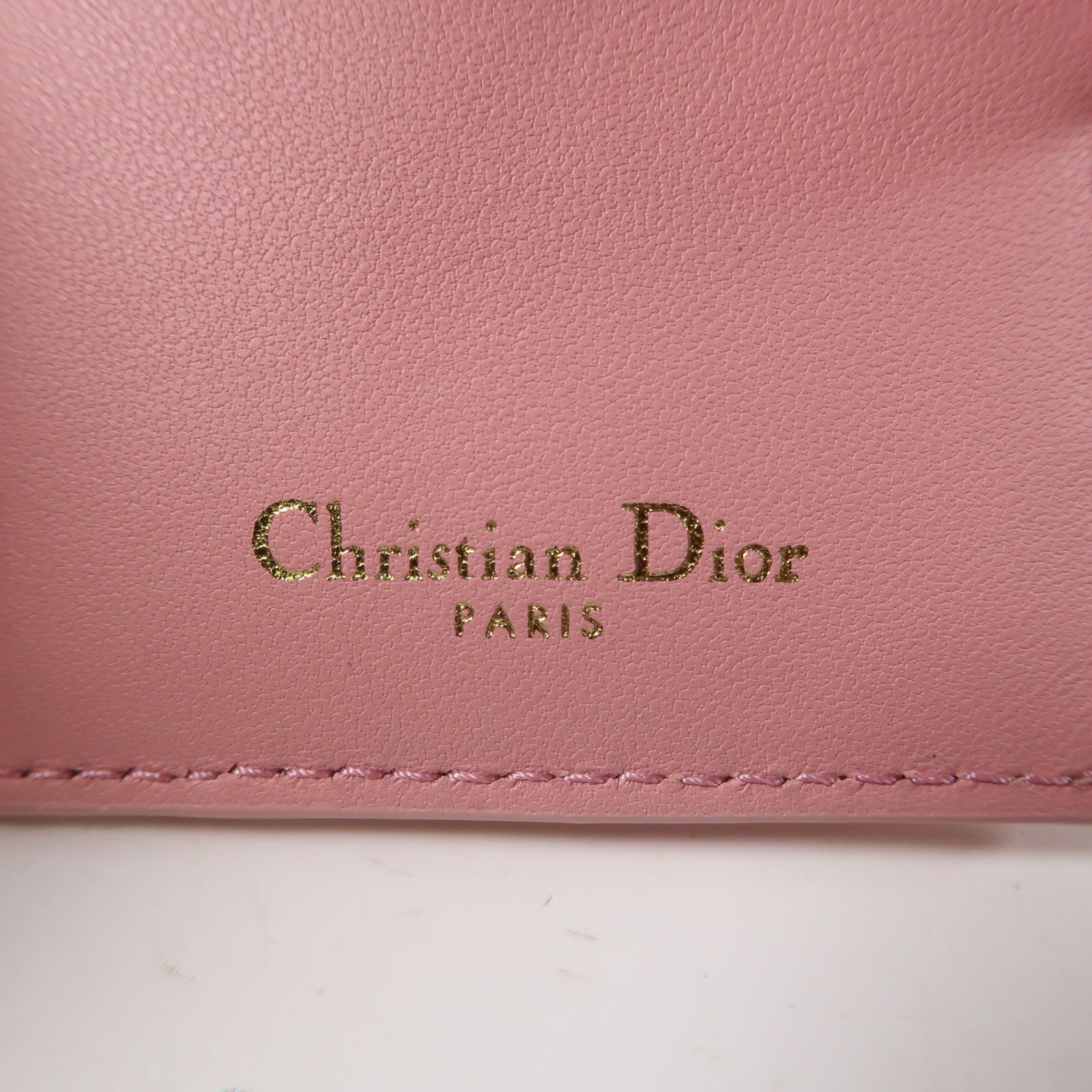 Dior 羊皮皮革Card Case金扣卡片套粉紅色