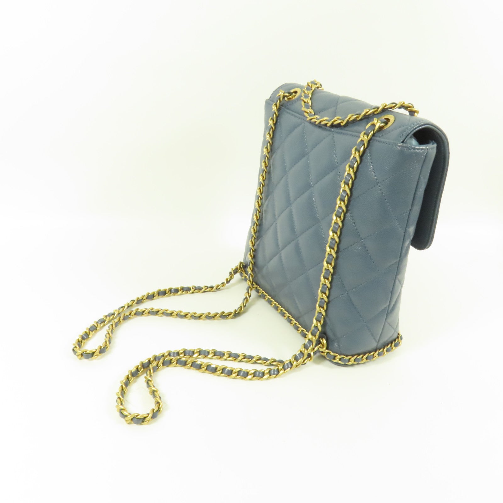 CHANEL 牛皮皮革Chain Backpack 23K金扣背包