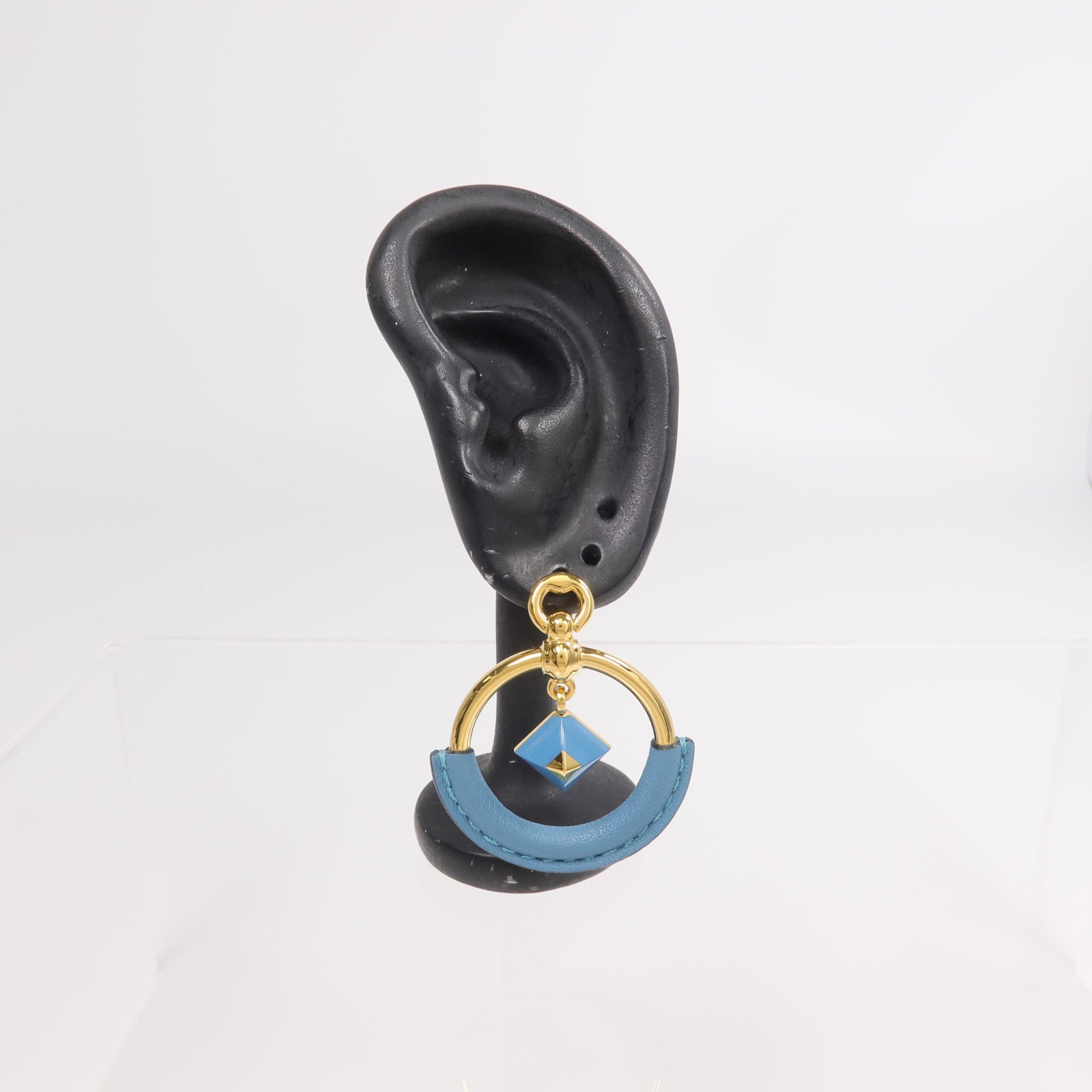 HERMES 金屬/Swift皮革Loop Medor Earrings耳環