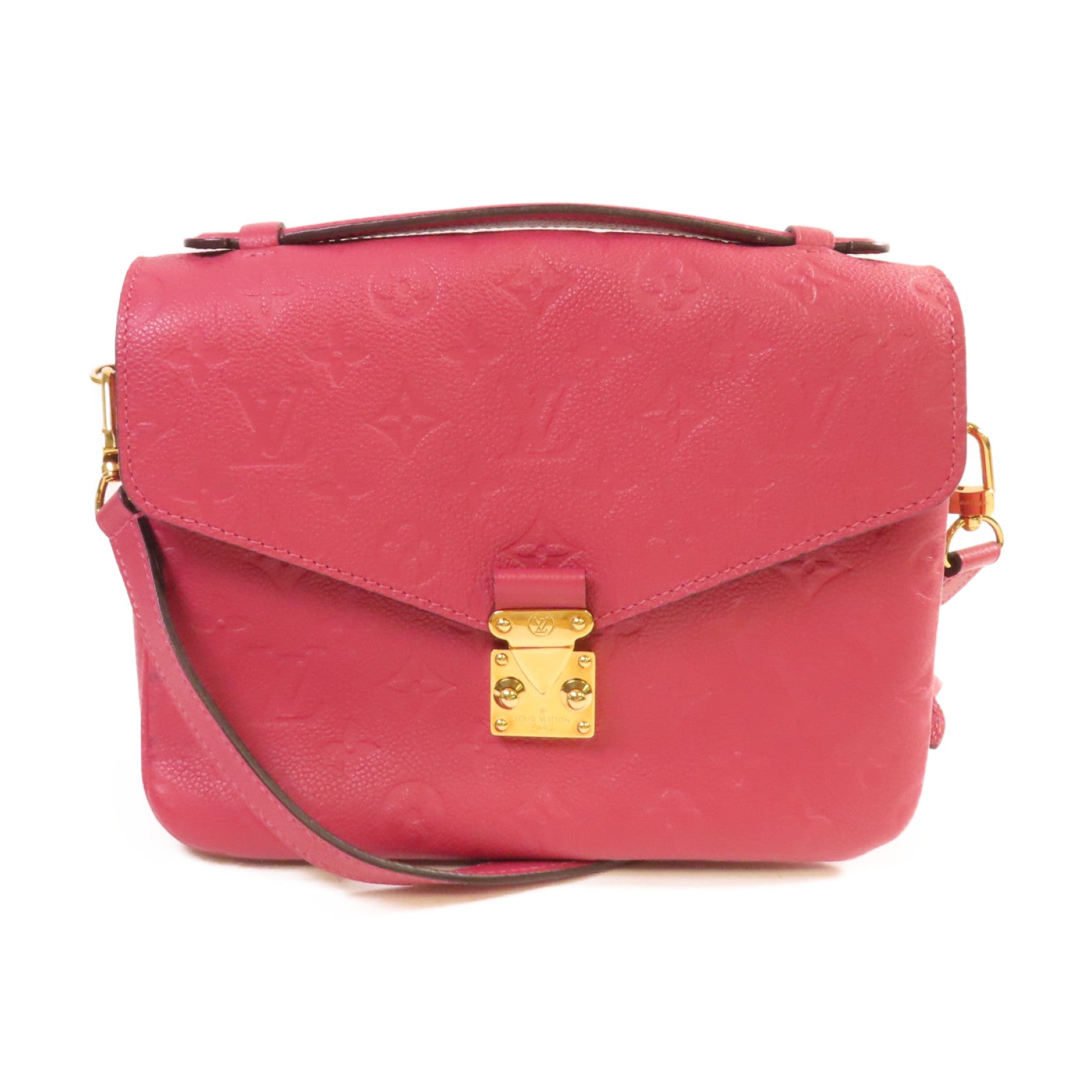LOUIS VUITTON Monogram Empreinte Pochette Metis 2Way Shoulder Bag金扣手挽肩背兩用袋玫紅色