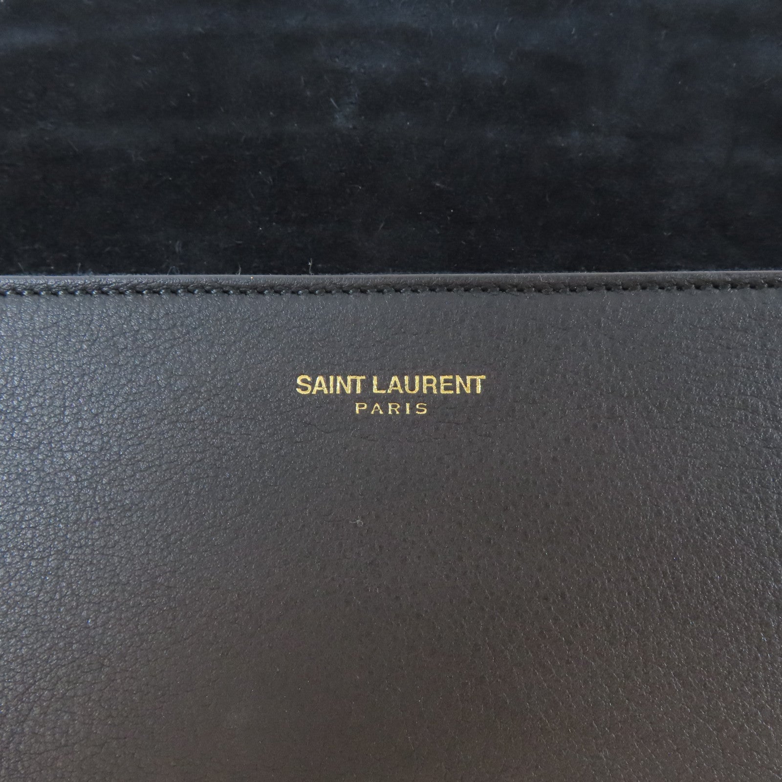 YVES SAINT LAURENT 【激減優惠】牛皮皮革Clutch金扣手拿包黑色