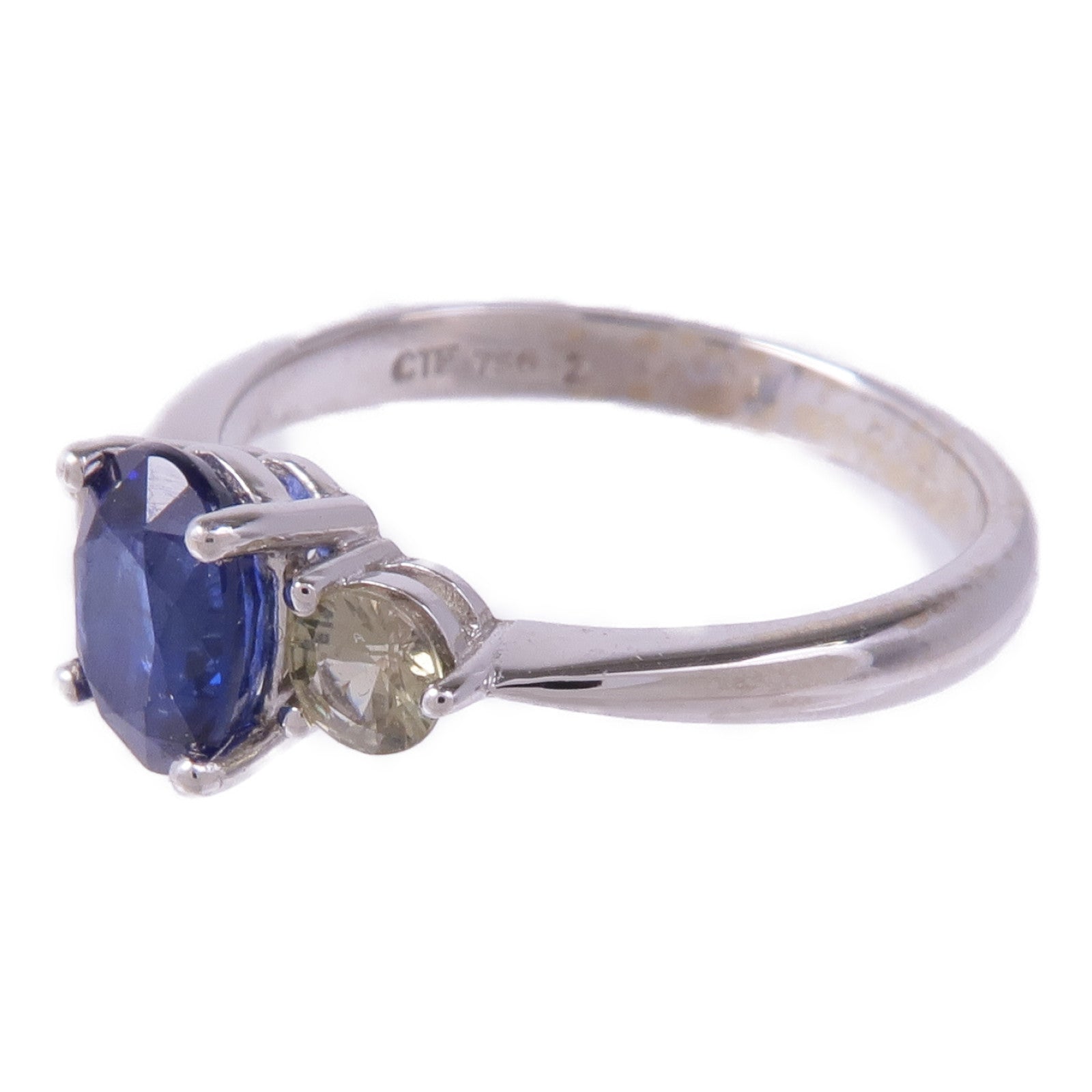 JEWELRY 18K白金Sapphire Diamond Ring藍寶石/鑽石戒指US#6.25