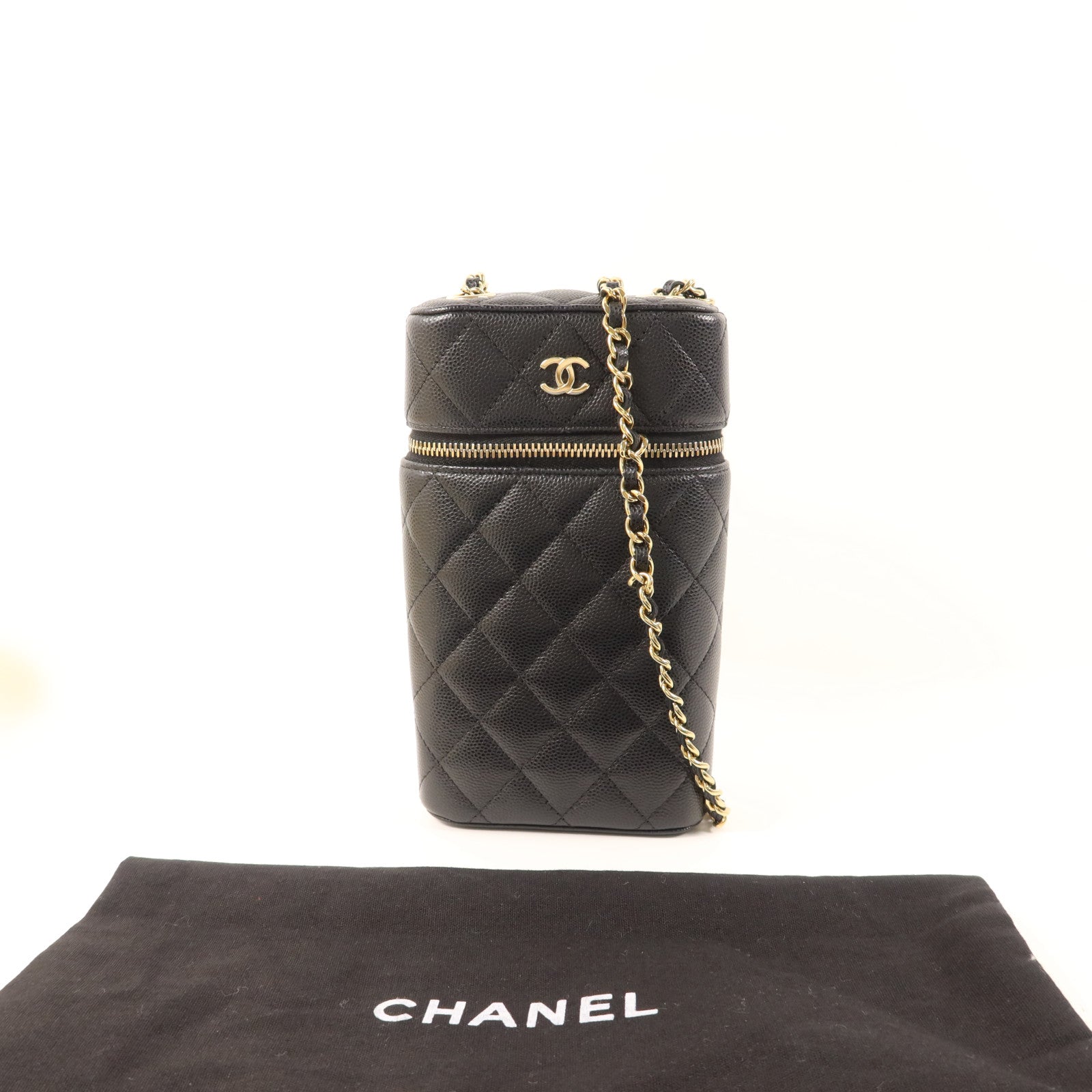 CHANEL 牛皮皮革Phone Case With Chain金扣鏈帶肩背袋
