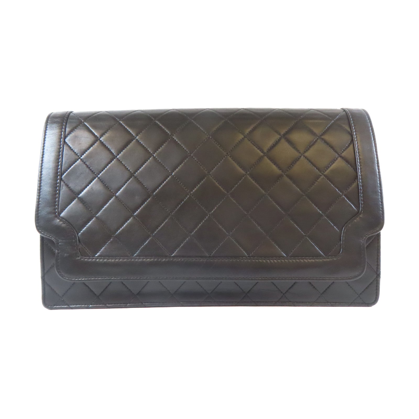 CHANEL 【激減優惠】菱格牛皮皮革Vintage Clutch Bag金扣手拿包黑色