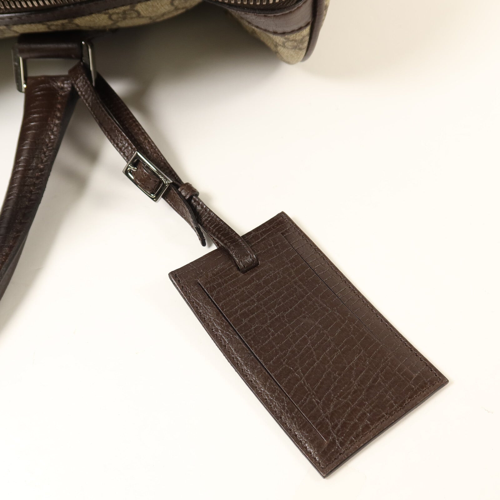 GUCCI 塗層帆布Boston Bag銀扣手挽袋