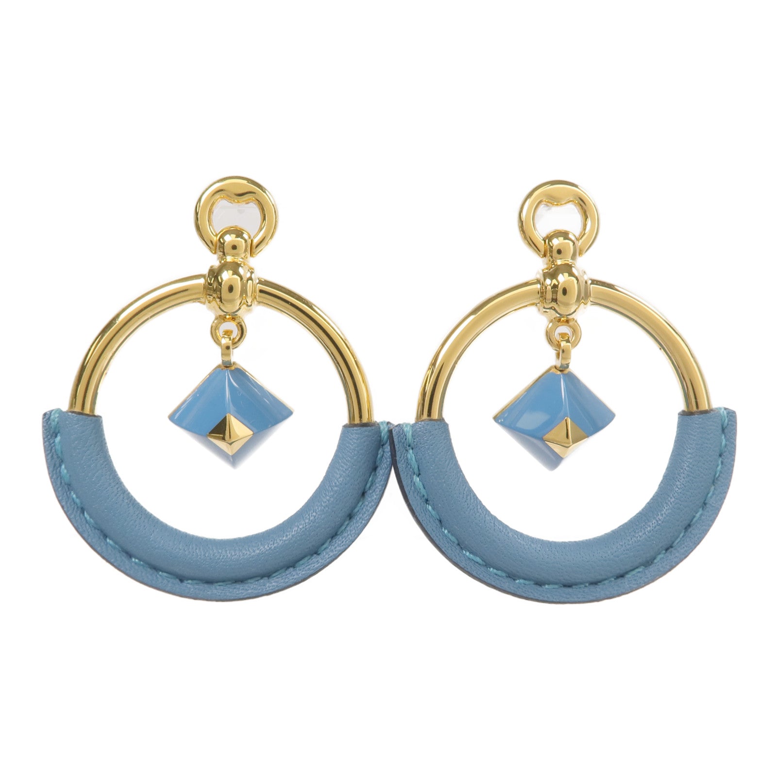 HERMES 金屬/Swift皮革Loop Medor Earrings耳環