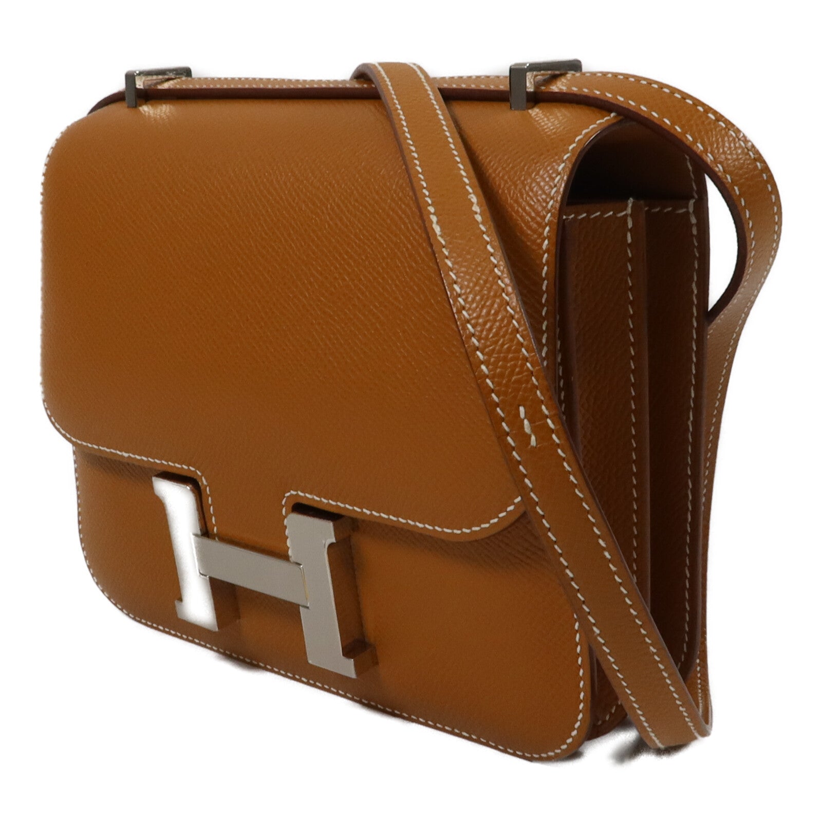 HERMES Epsom皮革Constance Mini肩背袋Gold