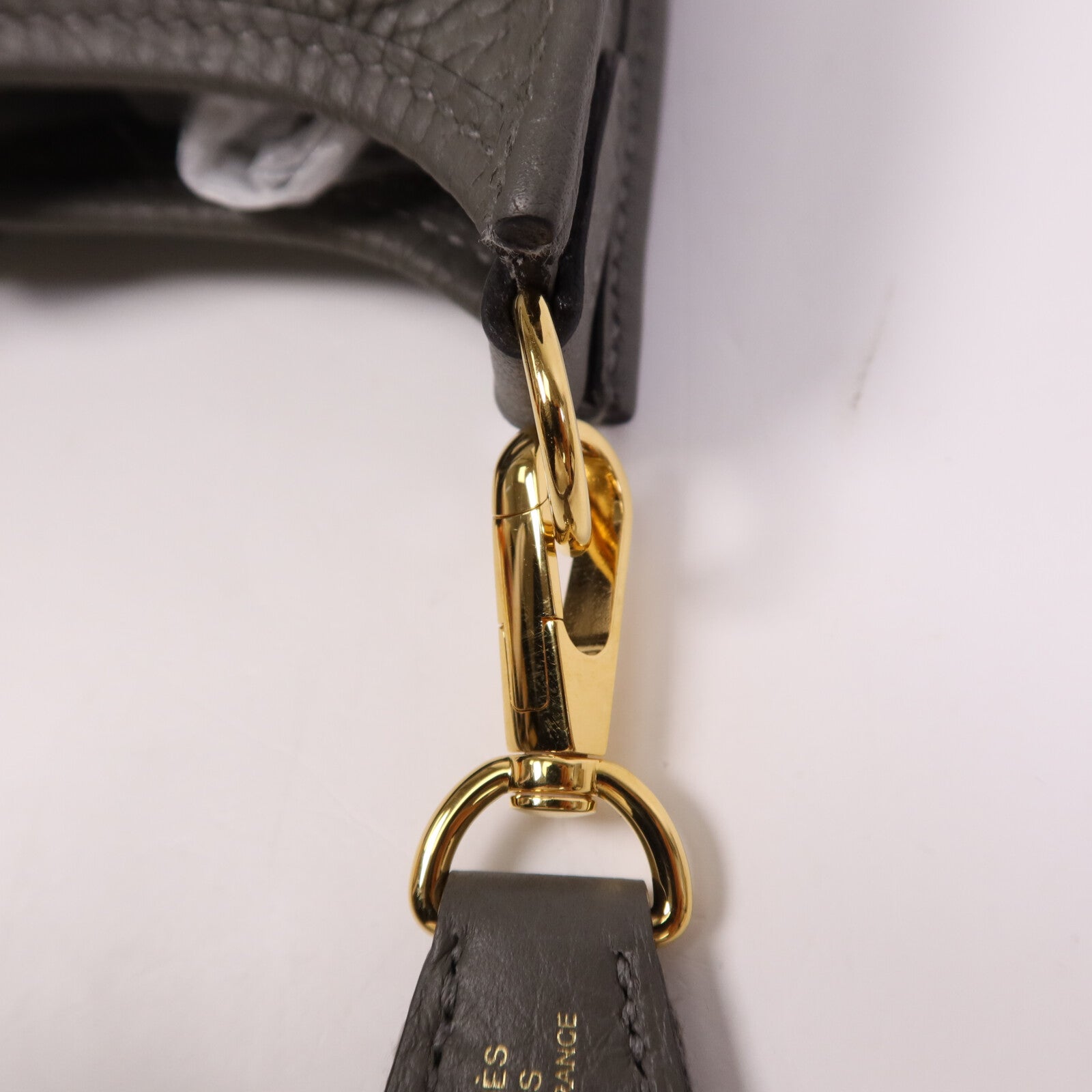 HERMES Clemence皮革Evelyne TPM金扣肩背袋Gris Meyer