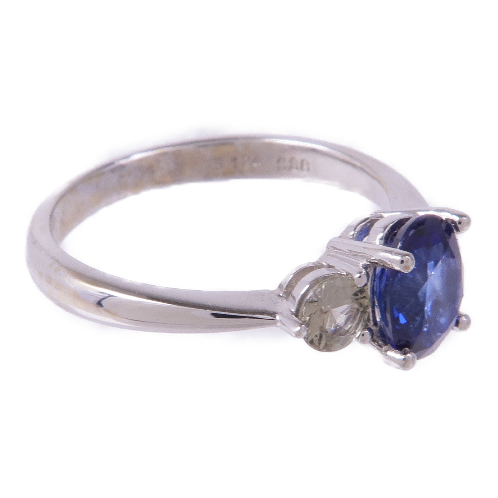 JEWELRY 18K白金Sapphire Diamond Ring藍寶石/鑽石戒指US#6.25