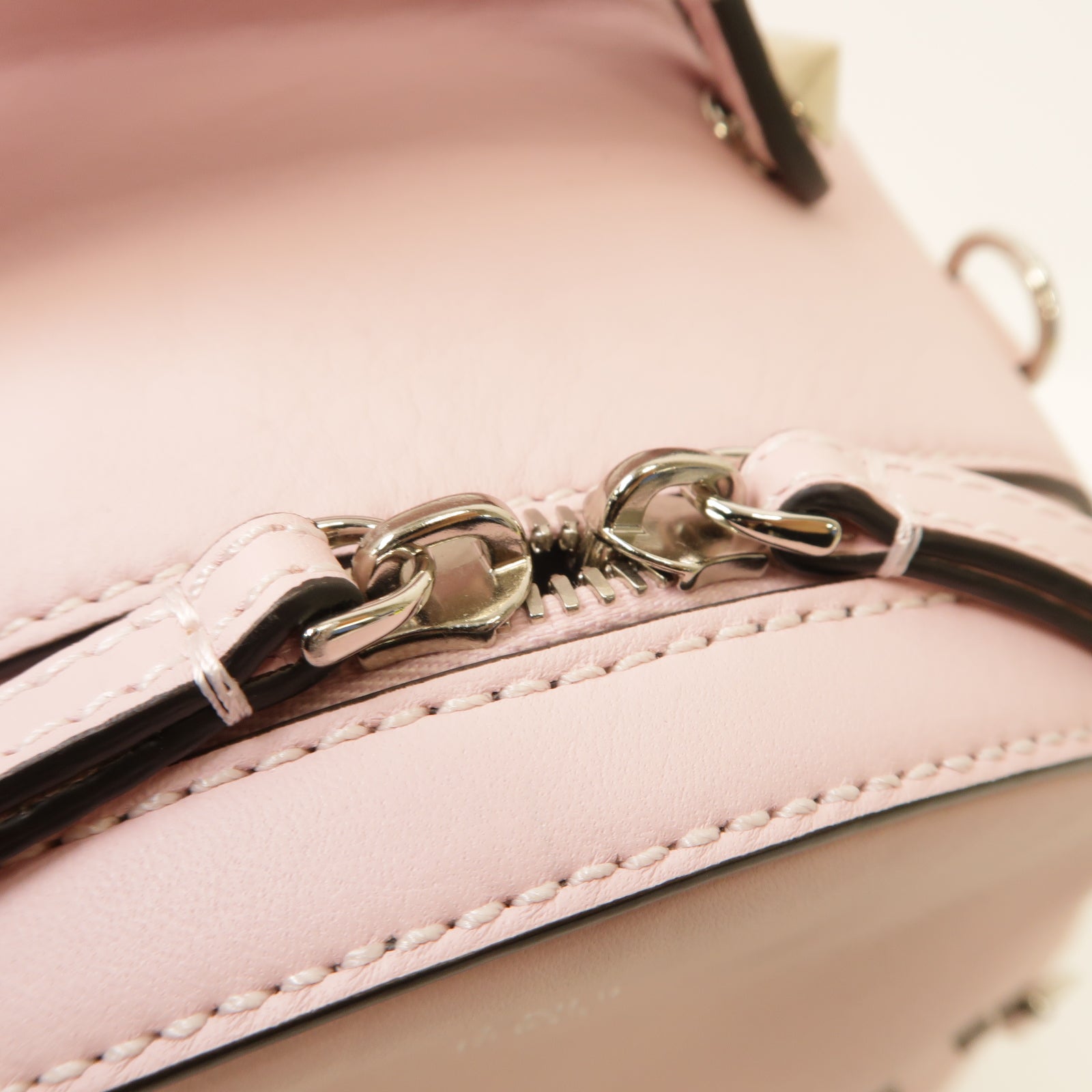 FENDI 牛皮皮革2way Shoulder Bag銀扣手挽肩背兩用袋粉紅色