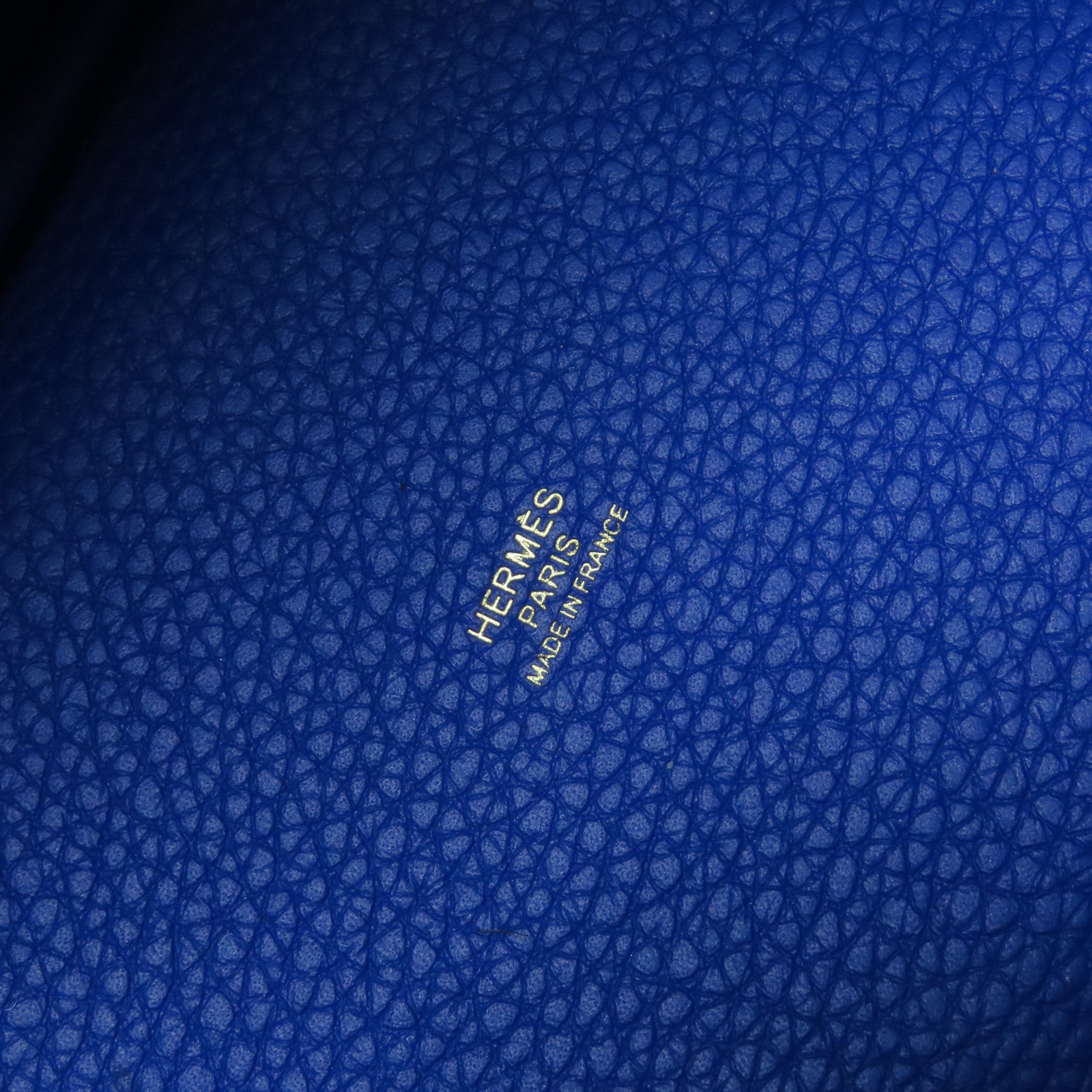 HERMES 【激減優惠】Clemence皮革Picotin MM金扣手挽袋藍色