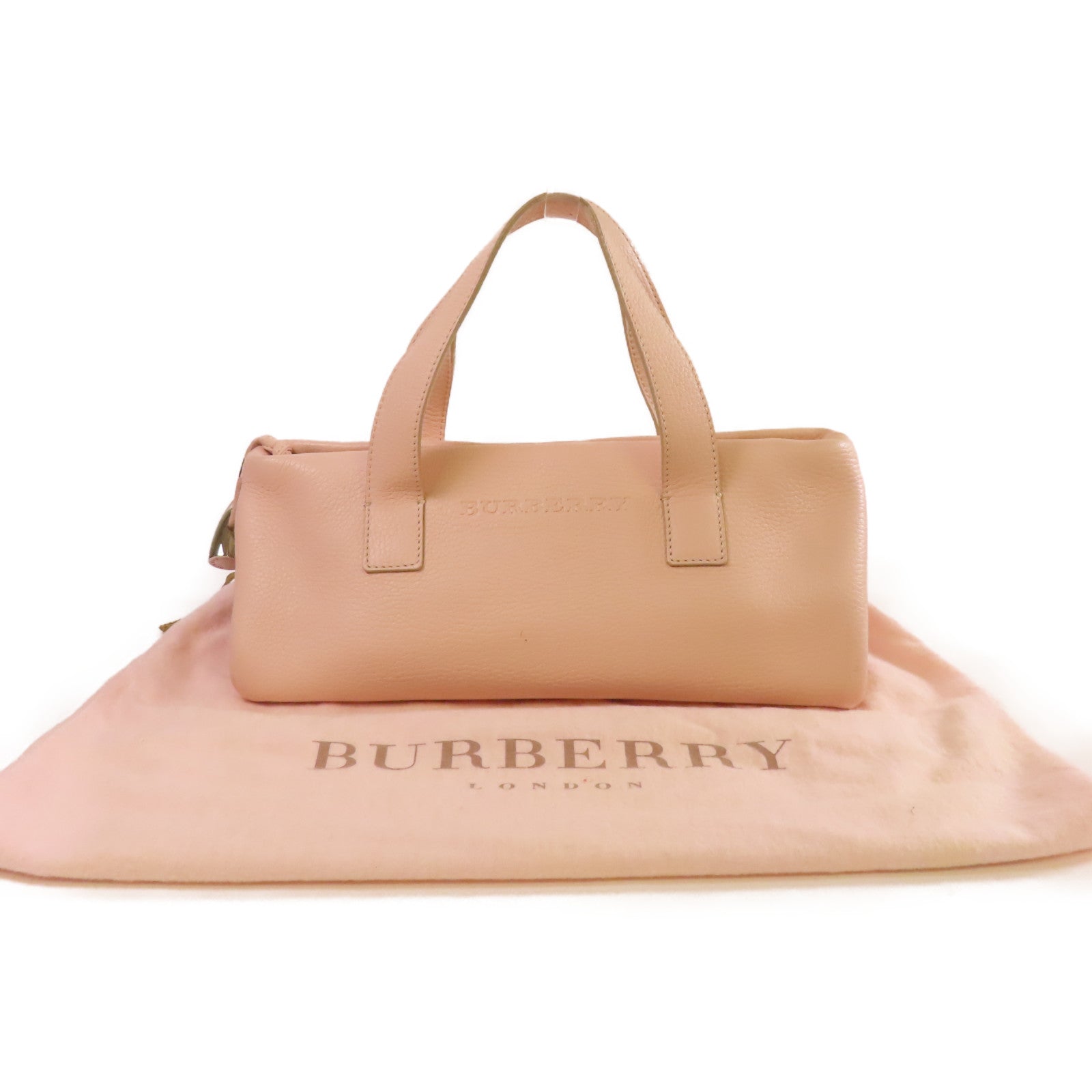 BURBERRY 牛皮皮革Hand Bag銀扣手挽袋粉紅色