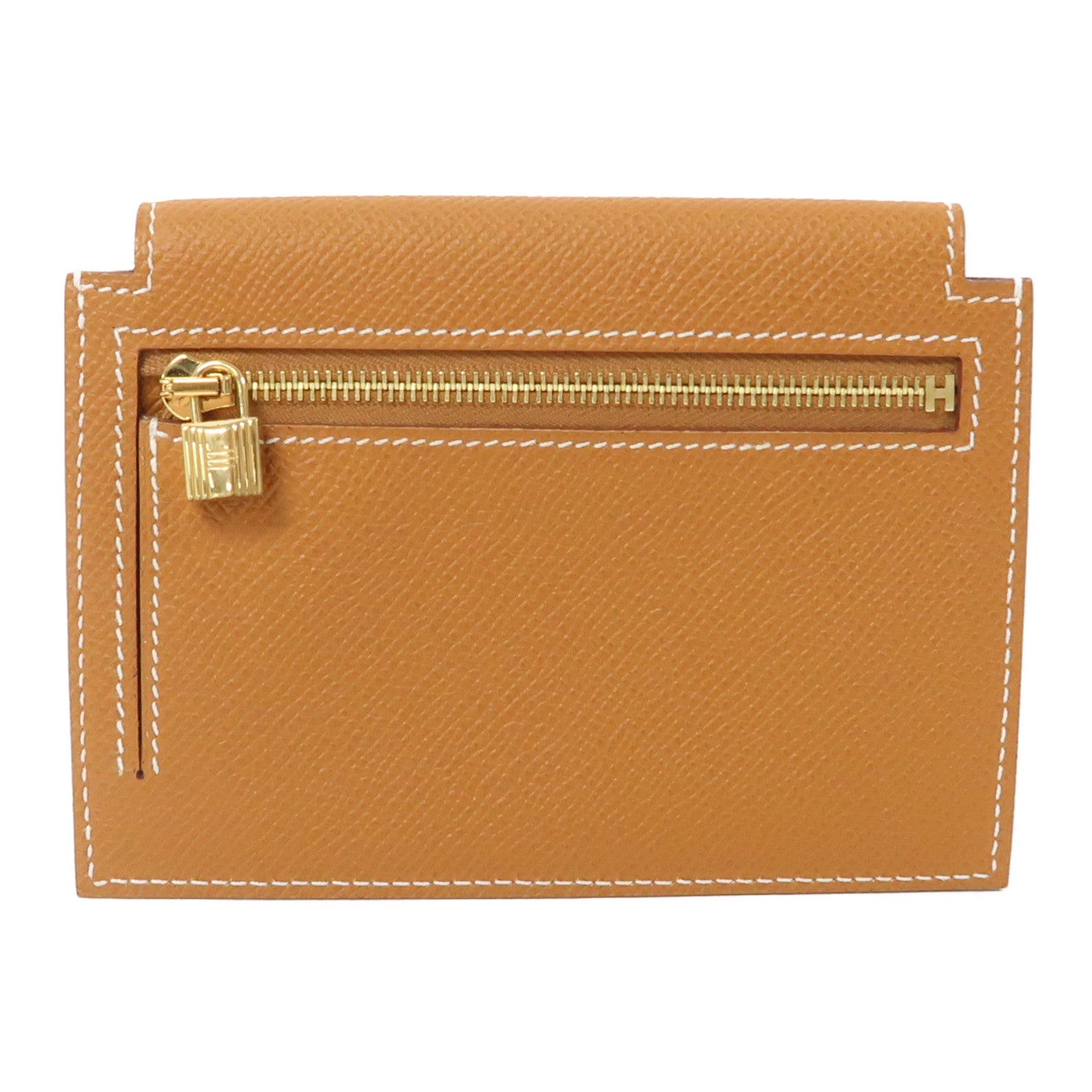 HERMES Epsom皮革Kelly Pocket金扣錢包金色