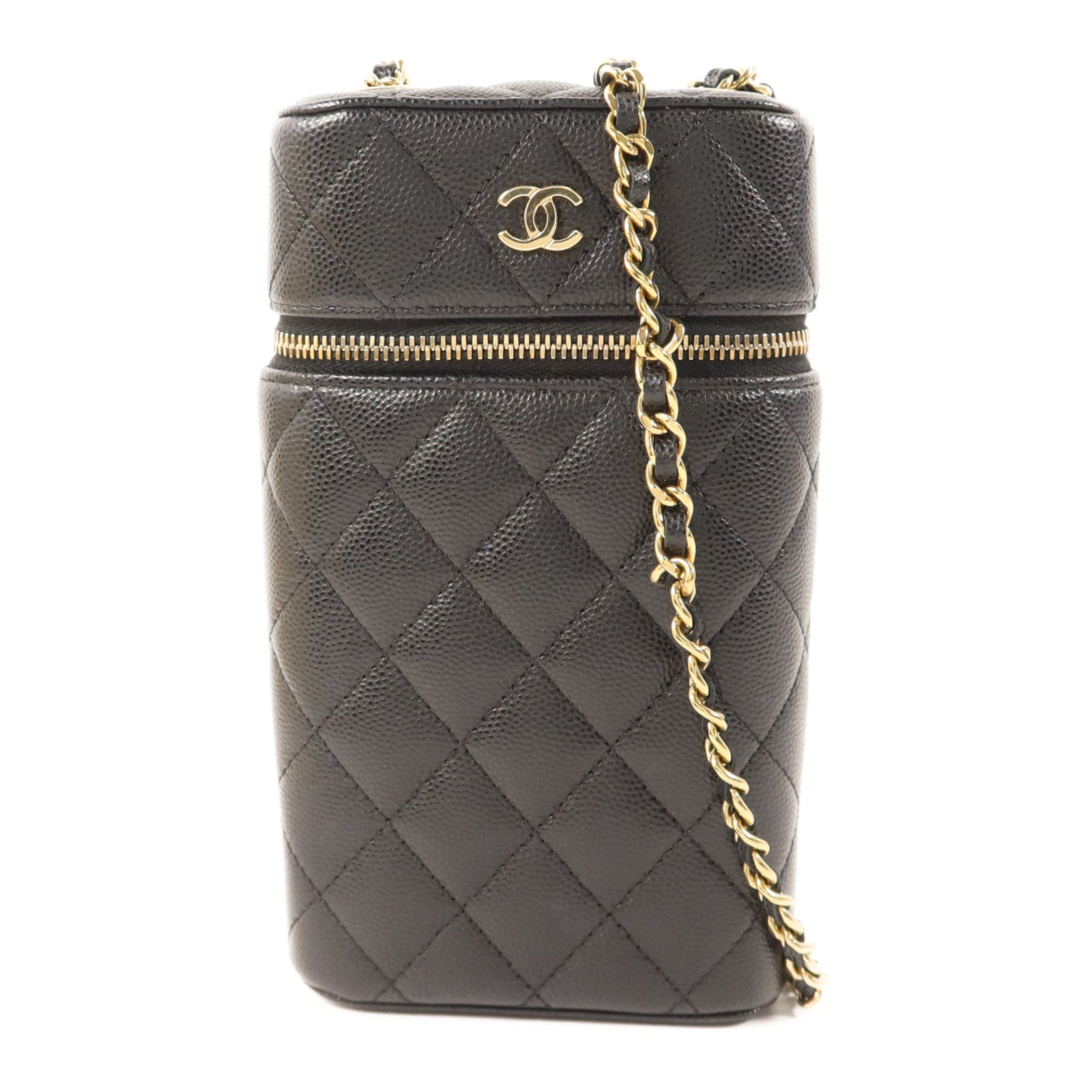 CHANEL 牛皮皮革Phone Case With Chain金扣鏈帶肩背袋