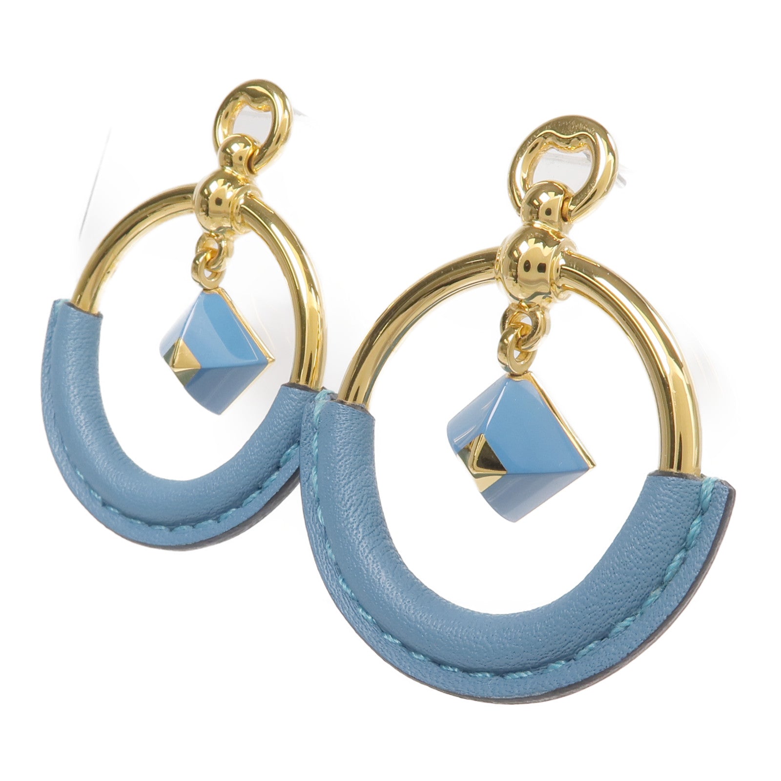 HERMES 金屬/Swift皮革Loop Medor Earrings耳環