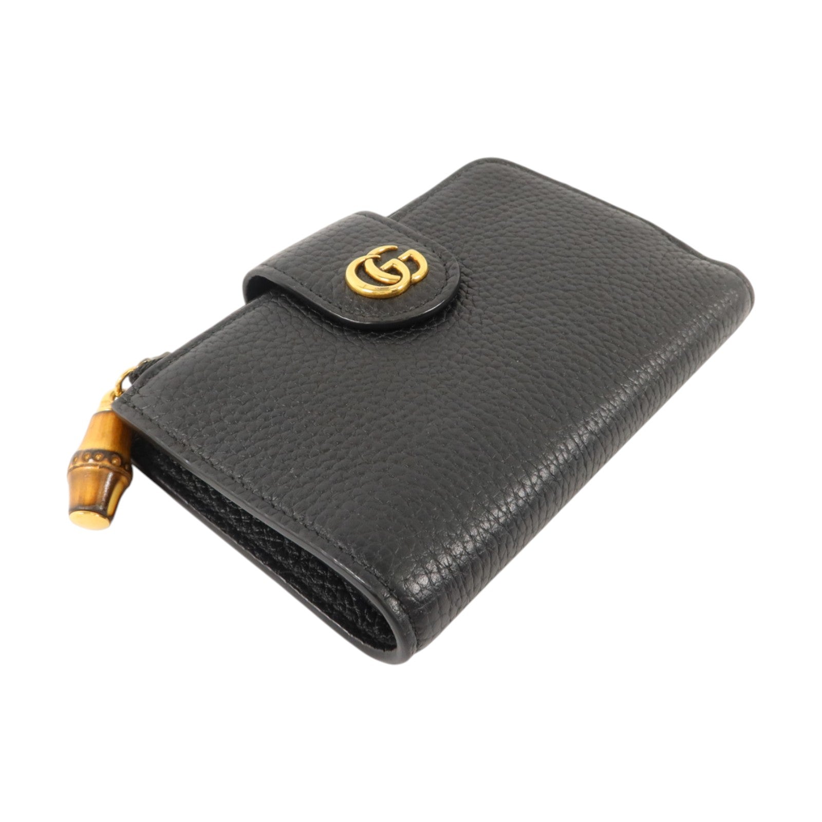 GUCCI 牛皮皮革Medium Double G Wallet with Bamboo金扣錢包