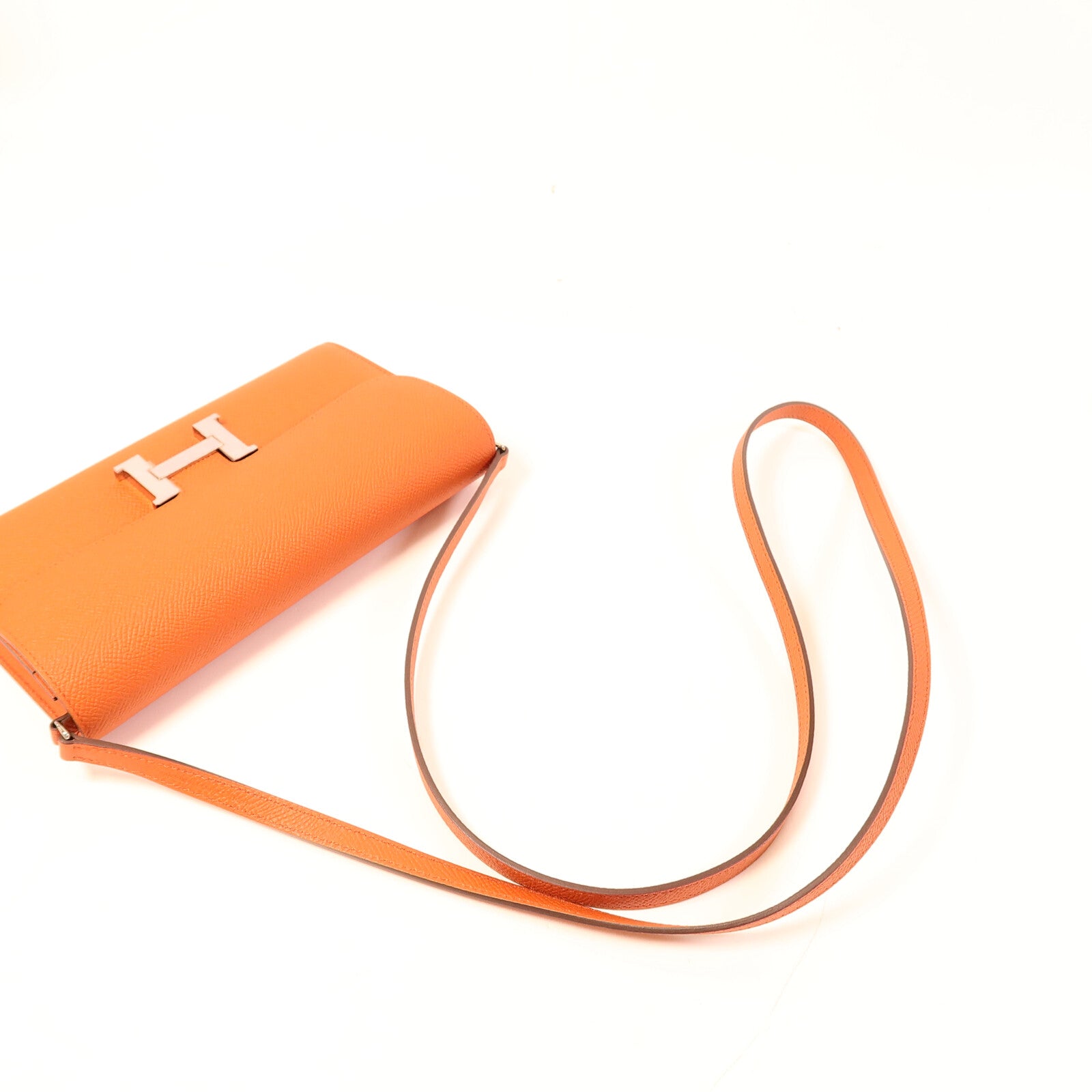 HERMES Epsom皮革Constance To Go銀扣肩背袋Terre Battue/Pink