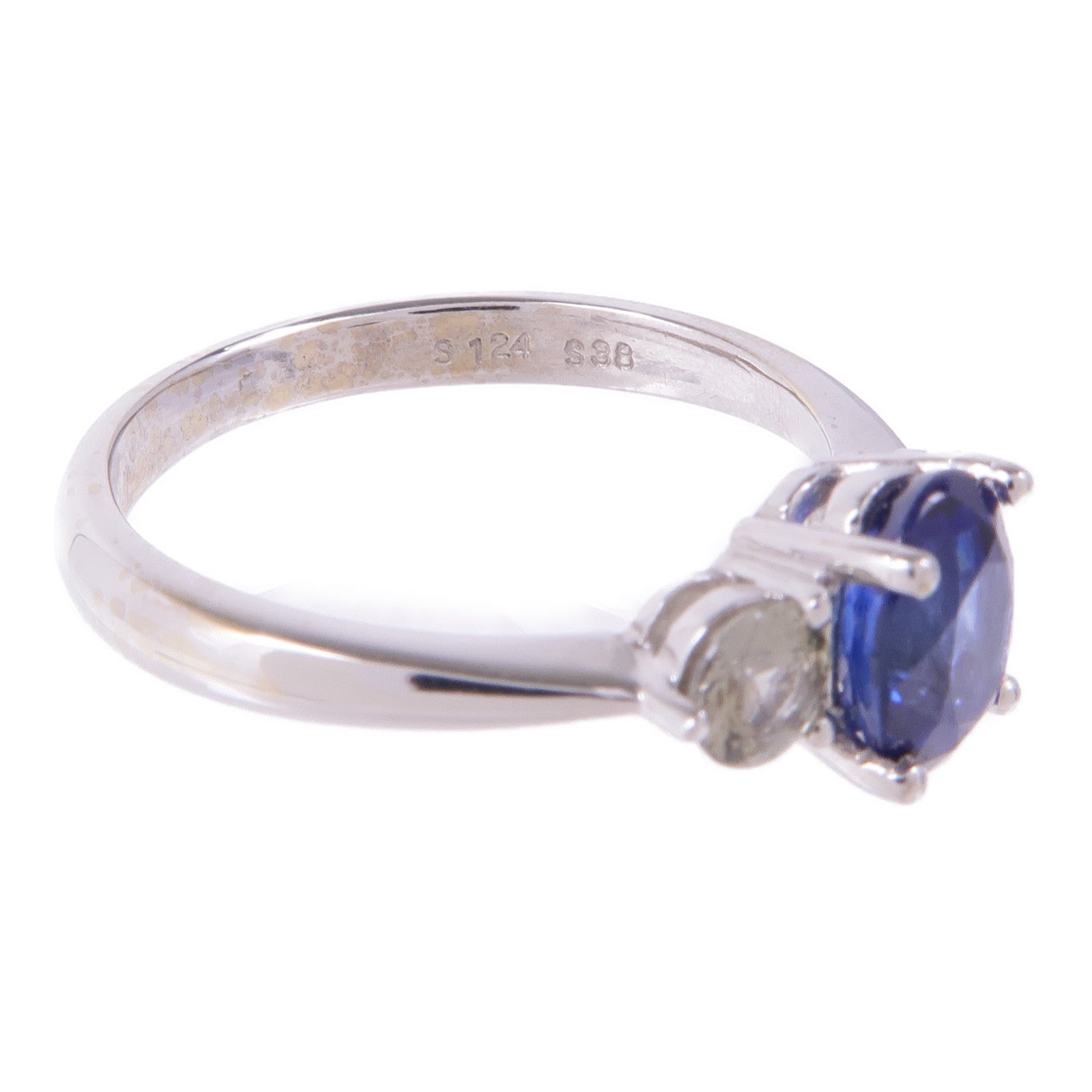 JEWELRY 18K白金Sapphire Diamond Ring藍寶石/鑽石戒指US#6.25