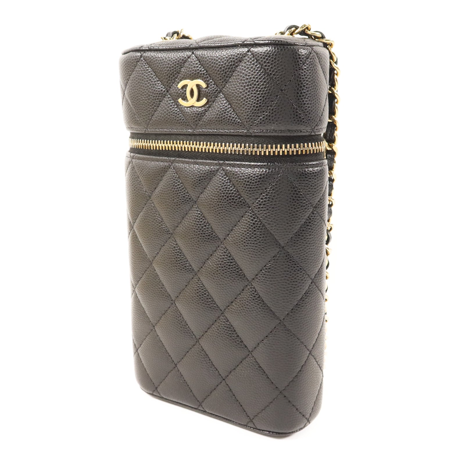CHANEL 牛皮皮革Phone Case With Chain金扣鏈帶肩背袋