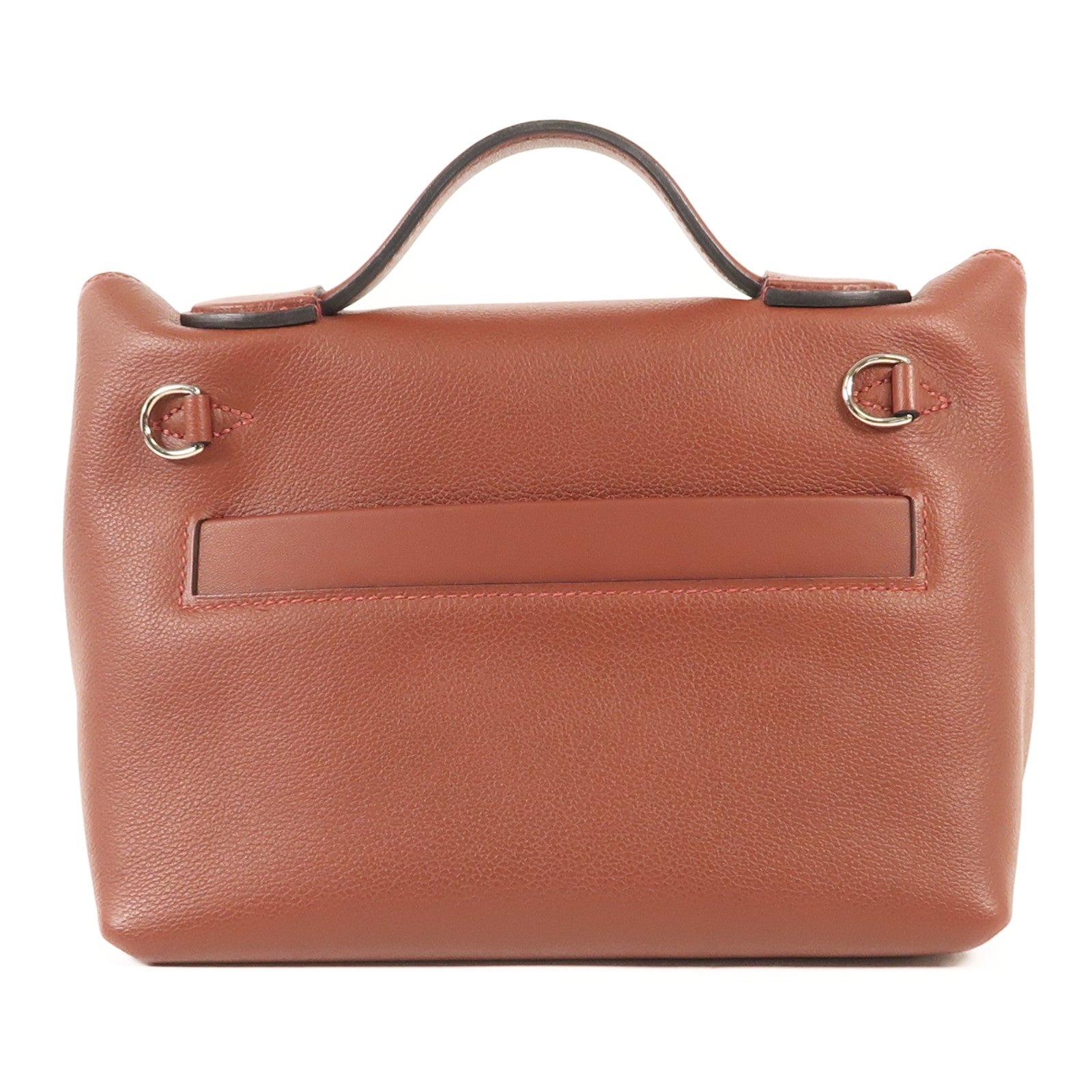 HERMES Evercolor皮革24/24 Mini銀扣手挽肩背兩用袋Rougeh