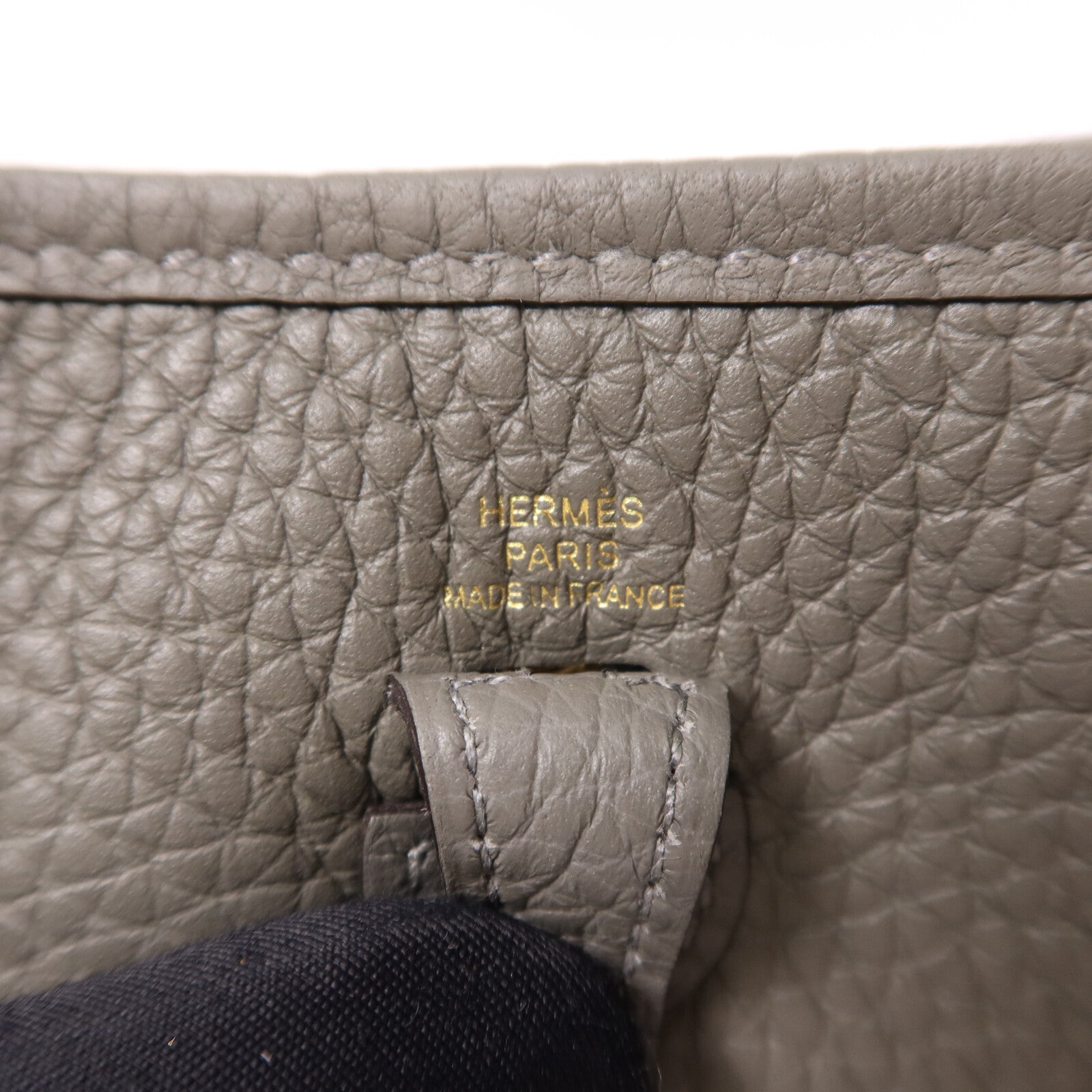 HERMES Clemence皮革Evelyne TPM金扣肩背袋Gris Meyer