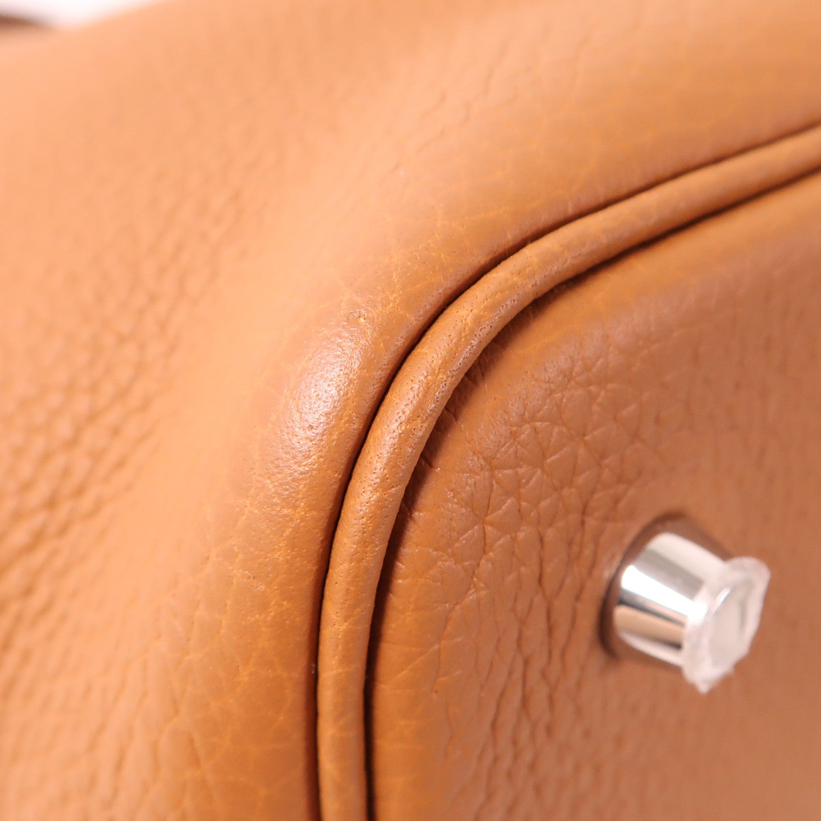 HERMES Clemence皮革Picotin MM銀扣手挽袋Gold