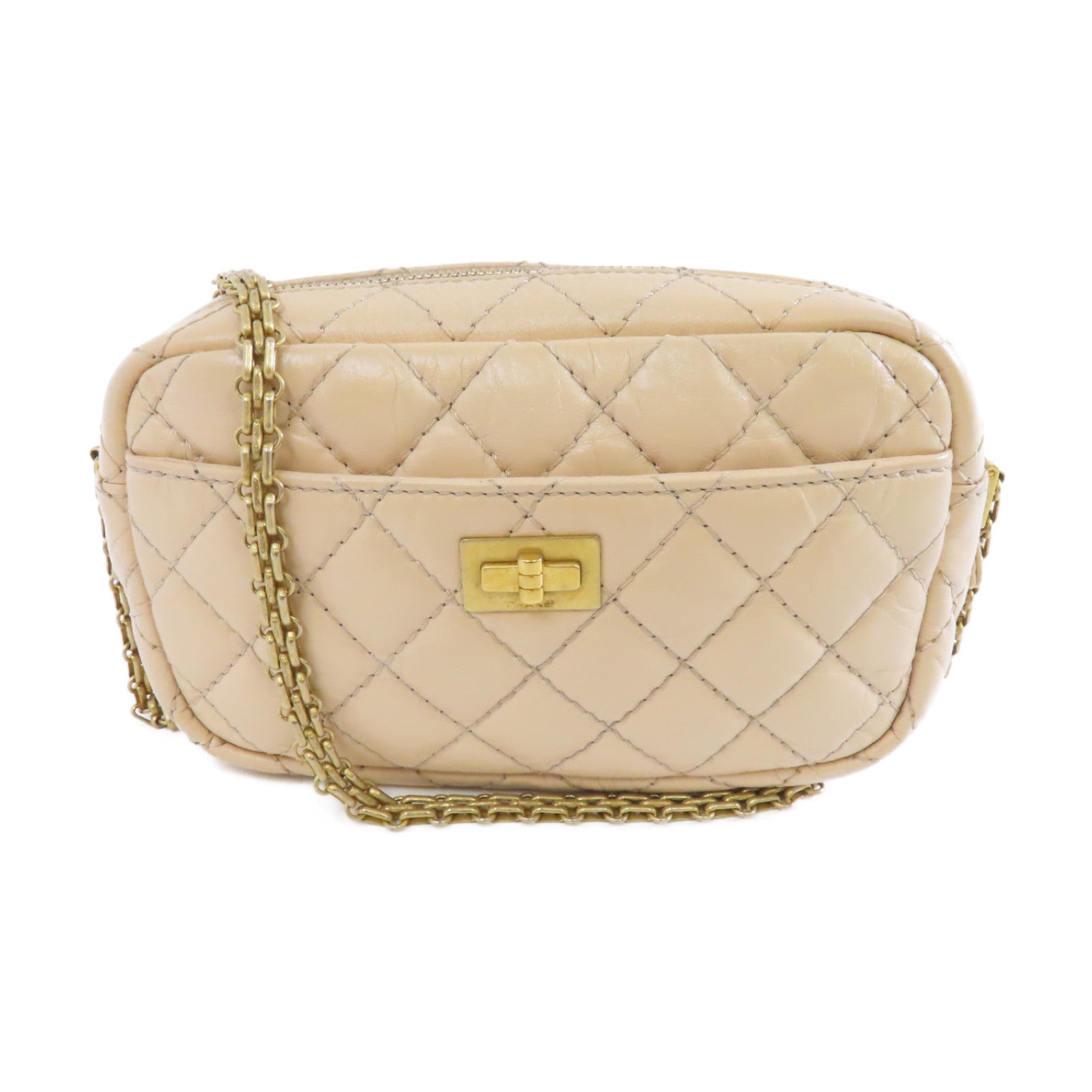 CHANEL 【激減優惠】菱格牛皮皮革2.55 Camera Bag金扣鏈帶肩背袋粉紅色