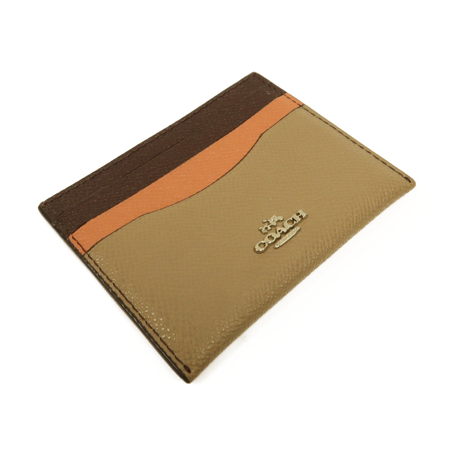 COACH 牛皮皮革Card Case銀扣卡片套啡色