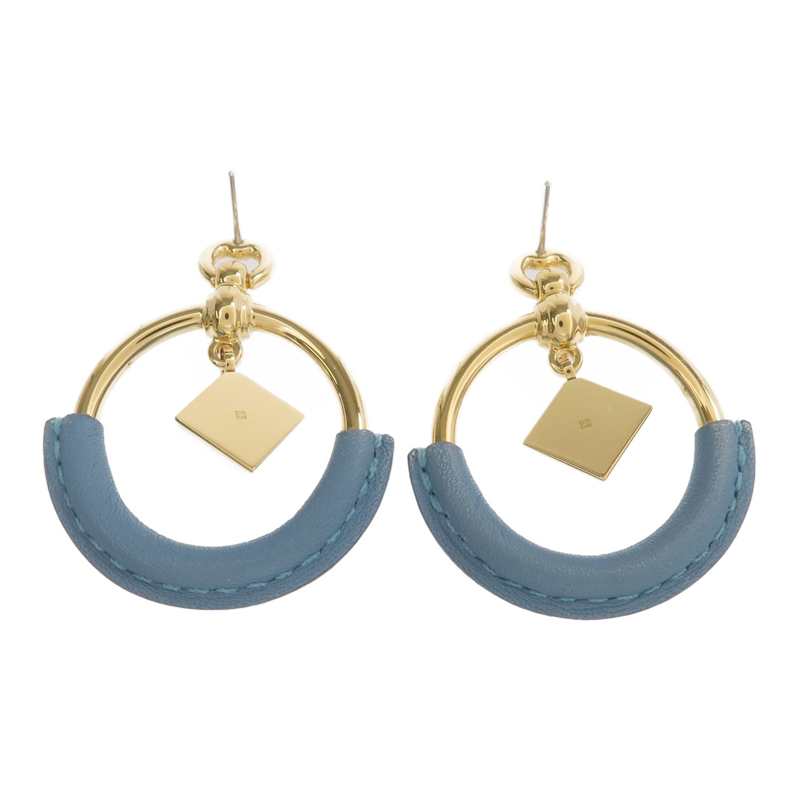 HERMES 金屬/Swift皮革Loop Medor Earrings耳環