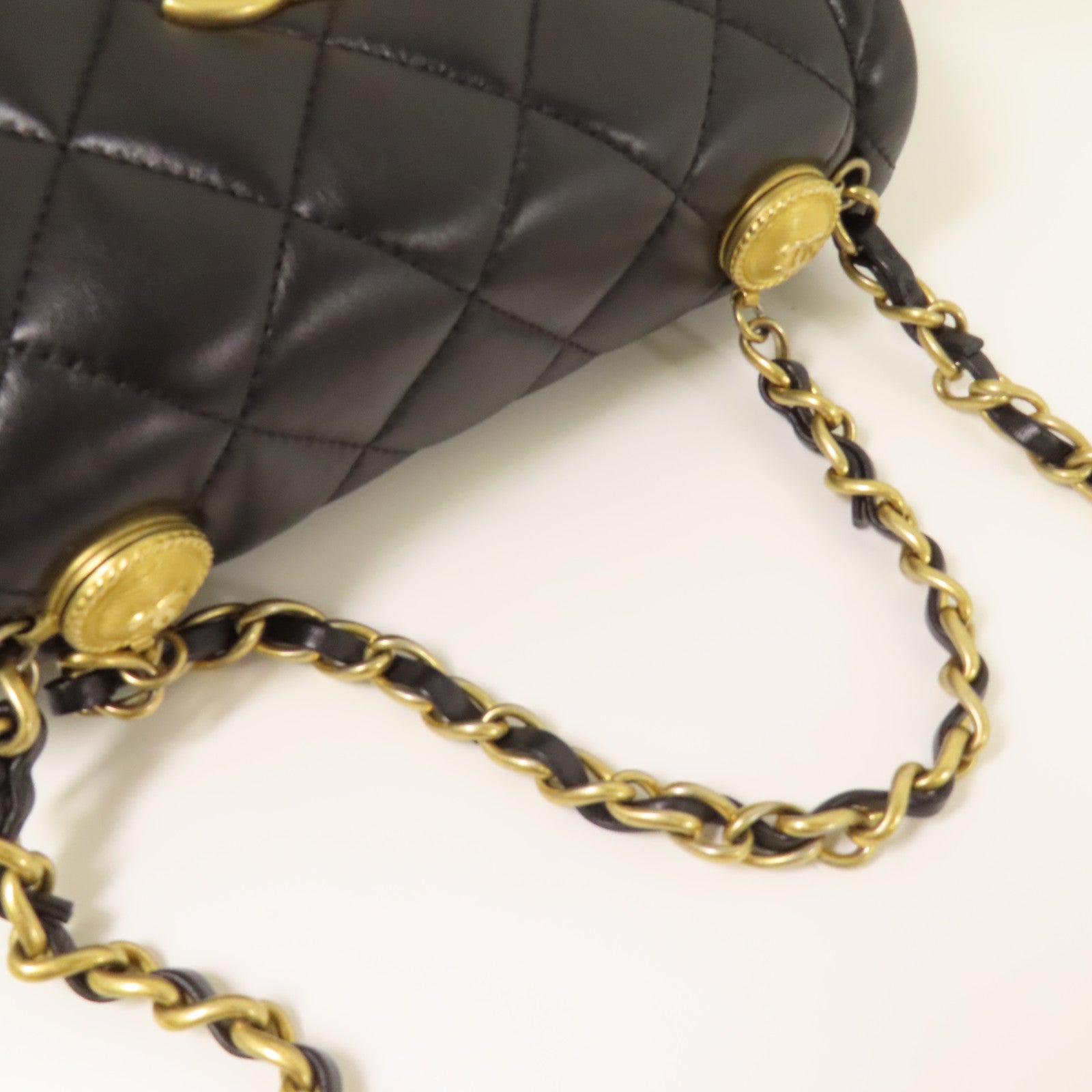 CHANEL 羊皮皮革Coco Mark Square Flap金扣手挽肩背兩用袋