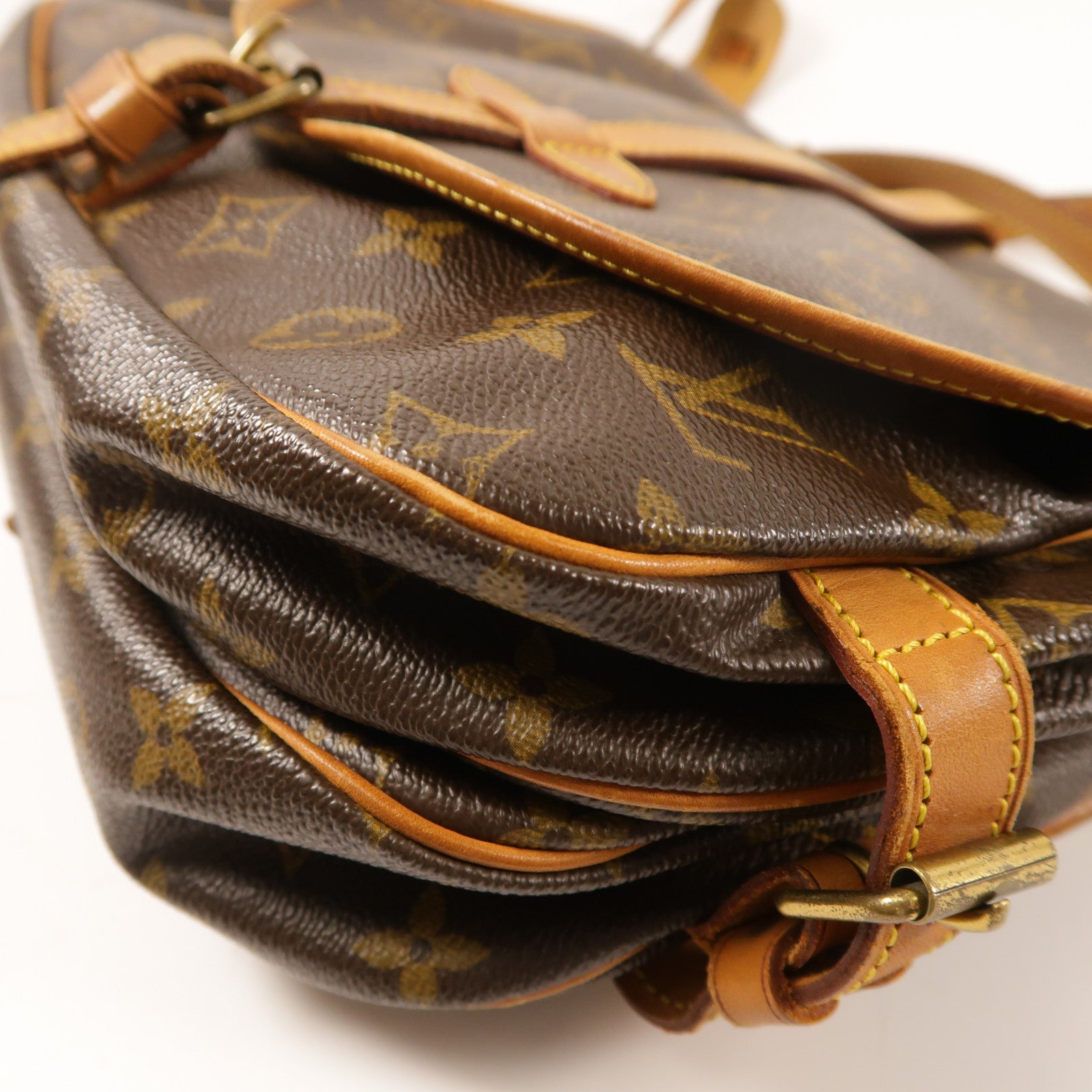 LOUIS VUITTON Monogram Saumur 30金扣肩背袋棕色