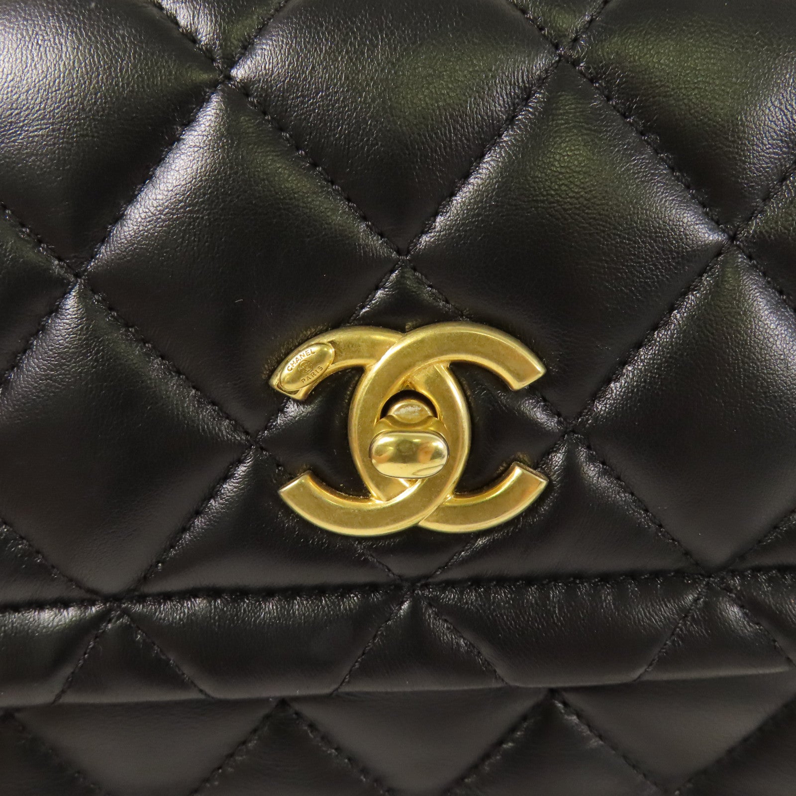 CHANEL 羊皮皮革Coco Mark Square Flap金扣手挽肩背兩用袋
