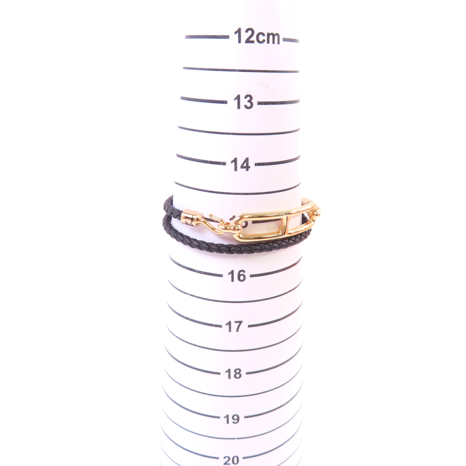 HERMES Swiftp皮革Roulis Bracelet金扣手鏈黑色