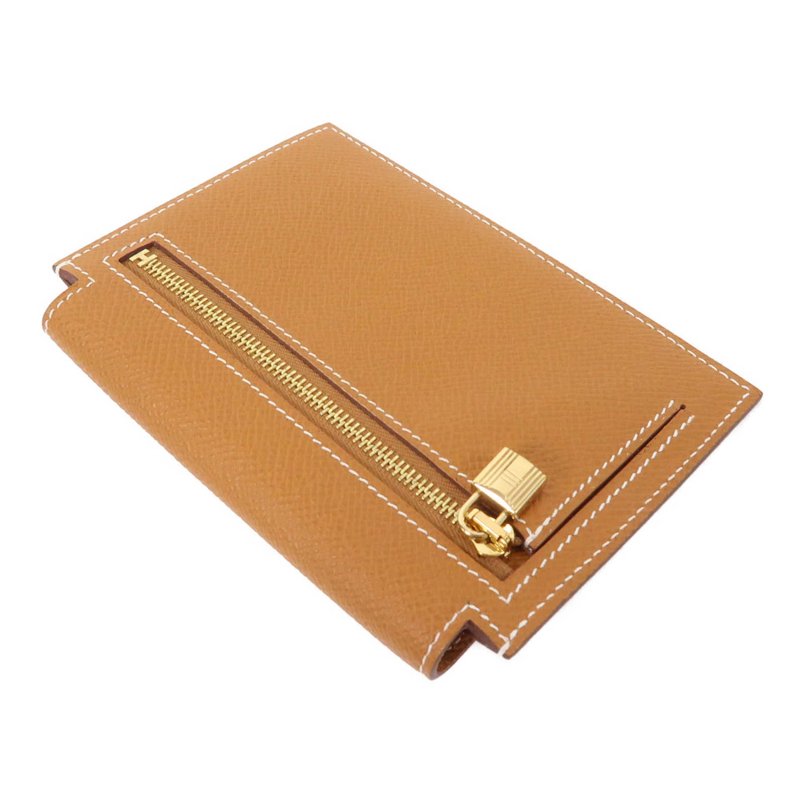 HERMES Epsom皮革Kelly Pocket金扣錢包金色