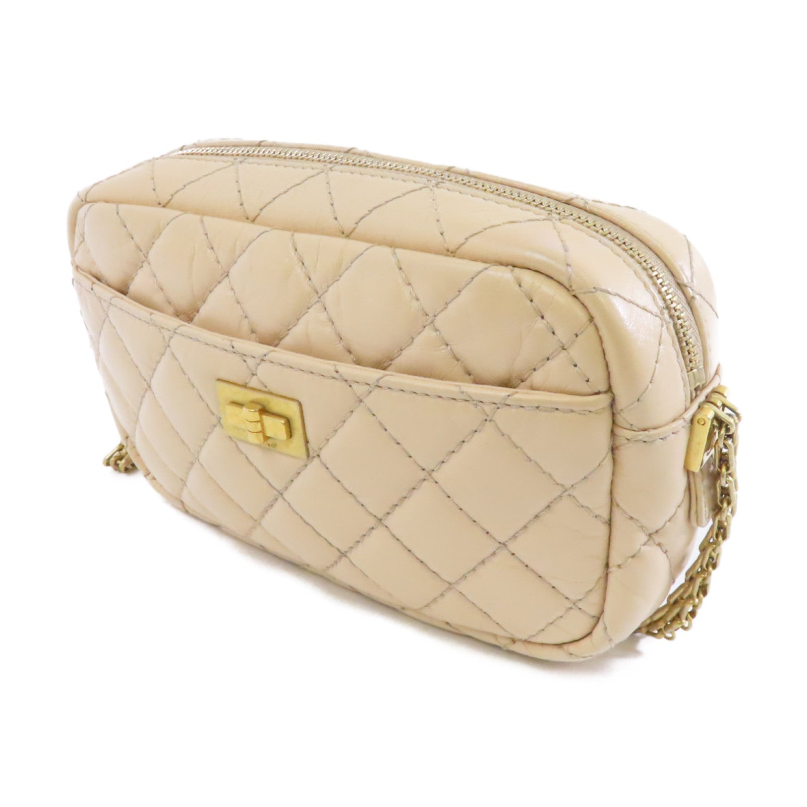 CHANEL 【激減優惠】菱格牛皮皮革2.55 Camera Bag金扣鏈帶肩背袋粉紅色