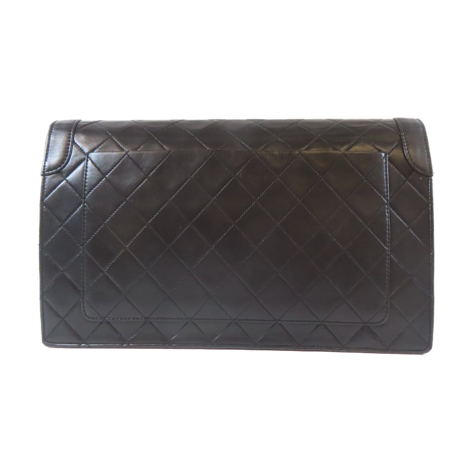 CHANEL 【激減優惠】菱格牛皮皮革Vintage Clutch Bag金扣手拿包黑色