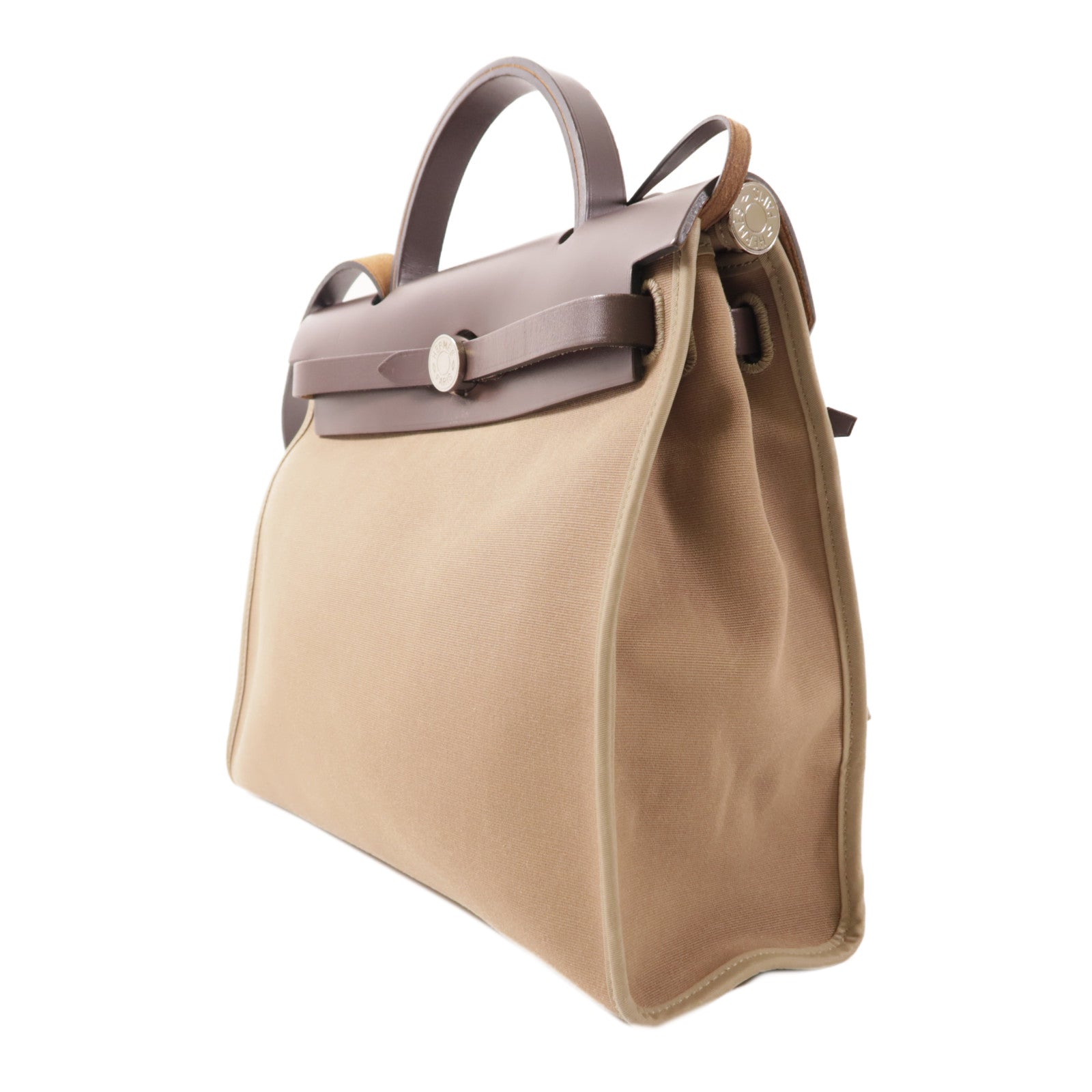HERMES 帆布Herbag PM銀扣手挽肩背兩用袋