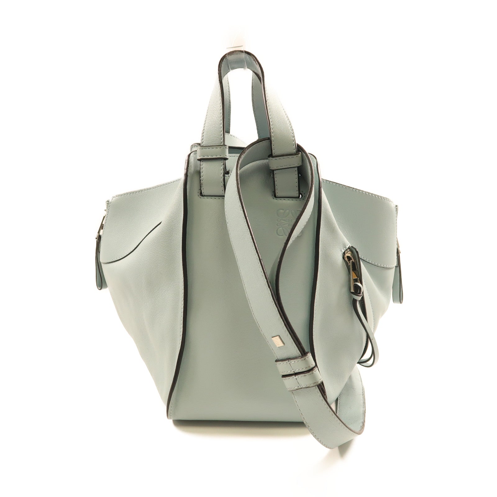 LOEWE 牛皮皮革Hammock Bag銀扣手挽肩背兩用袋