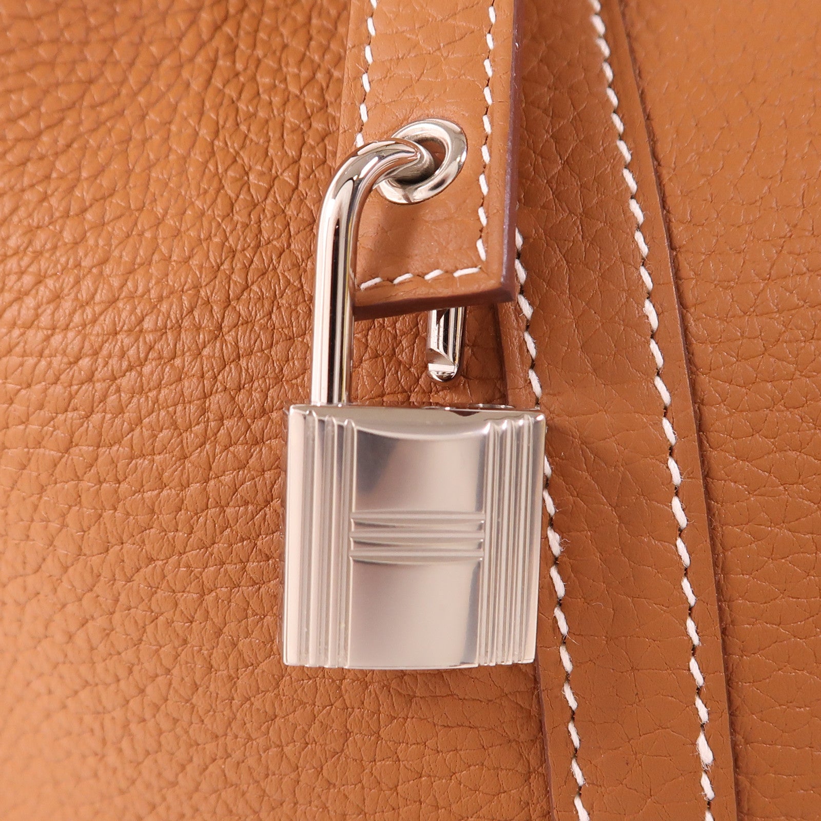 HERMES Clemence皮革Picotin MM銀扣手挽袋Gold