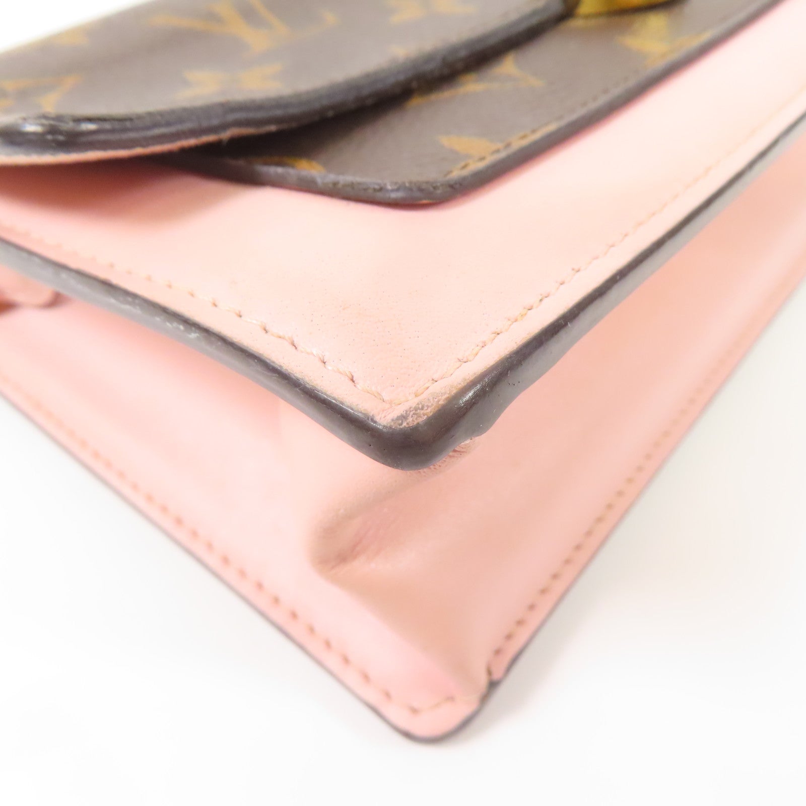 LOUIS VUITTON LV Flore Chain Wallet Shoulder Bag M67405 Monogram Brown Pink