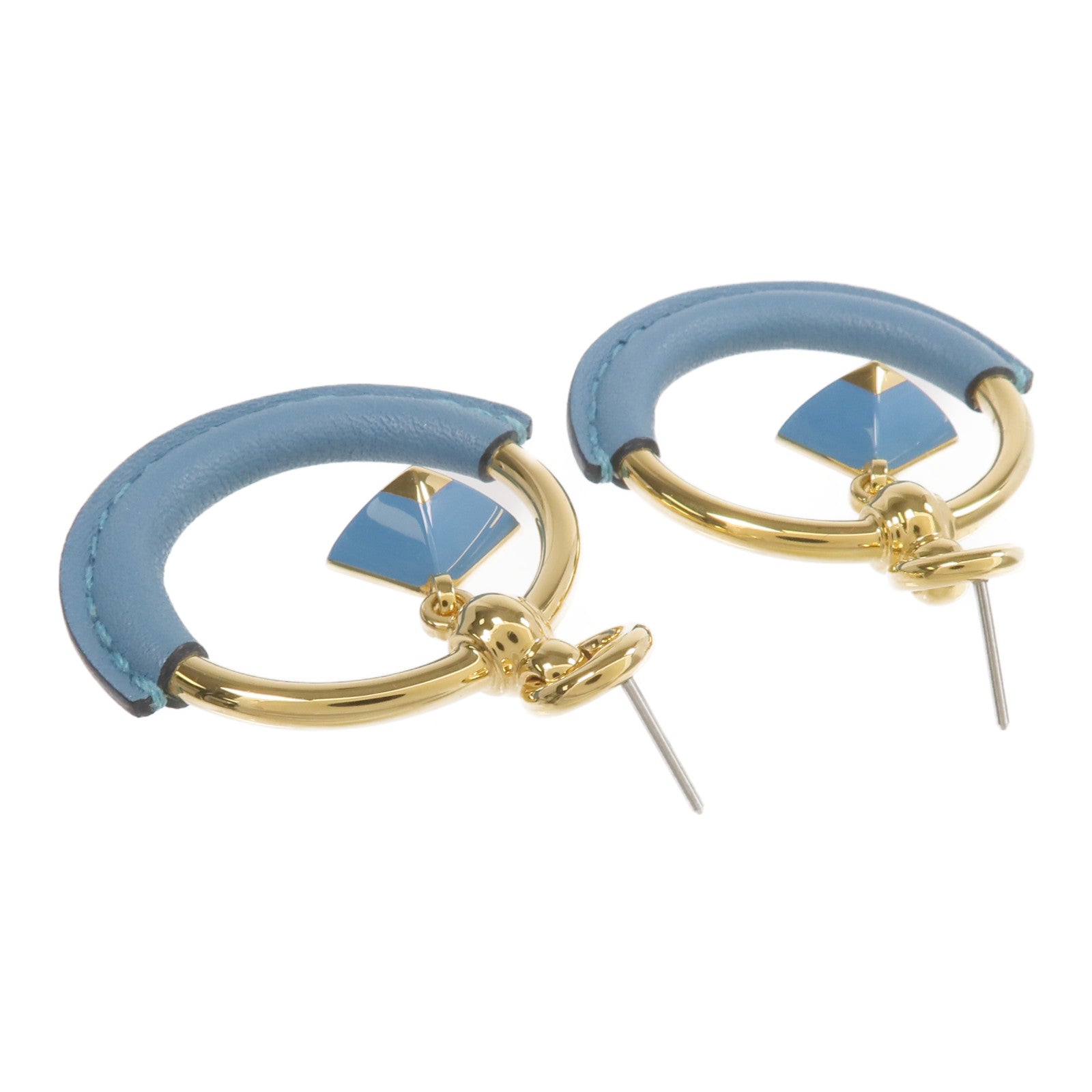 HERMES 金屬/Swift皮革Loop Medor Earrings耳環