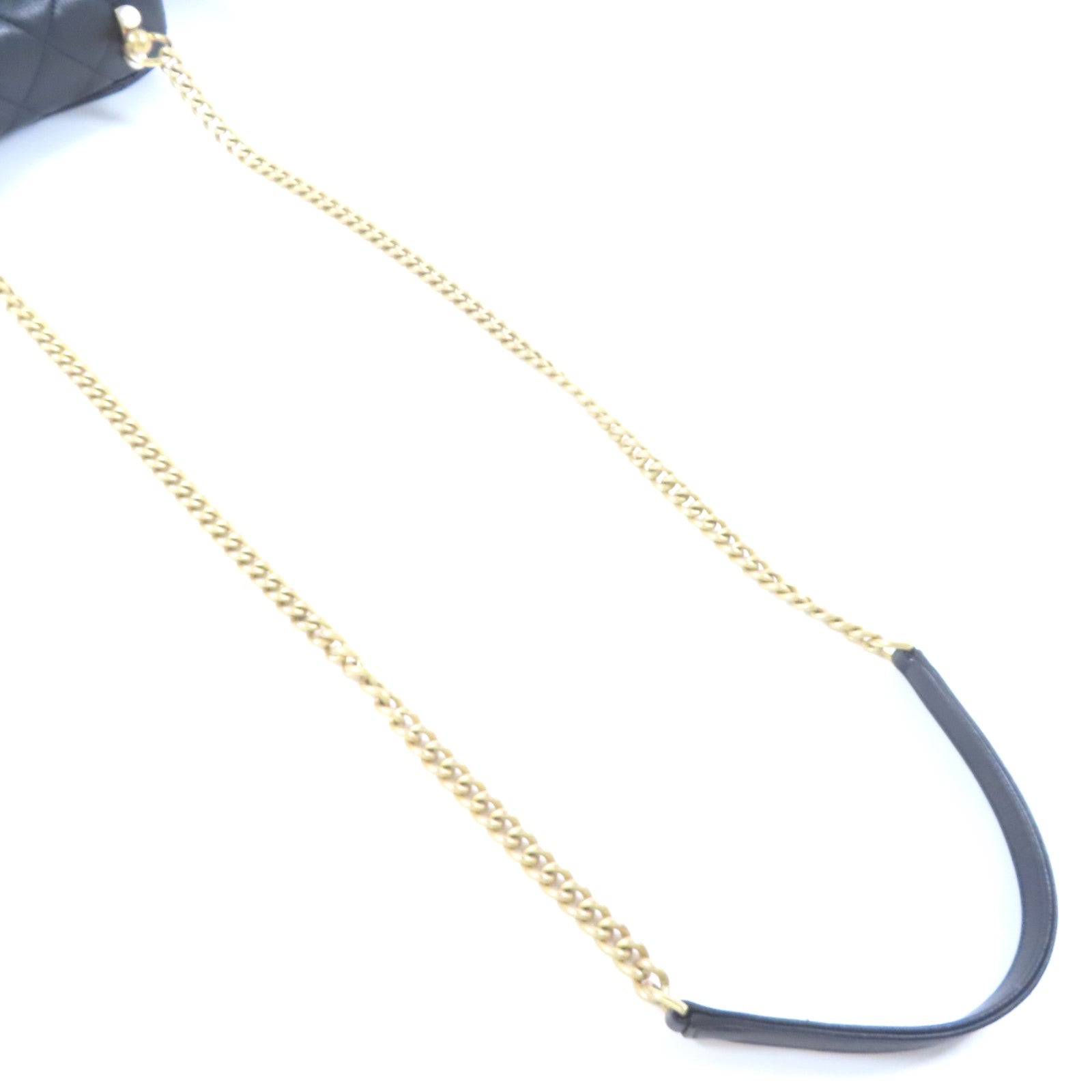 CHANEL 羊皮皮革Chain Shoulder金扣肩背袋黑色