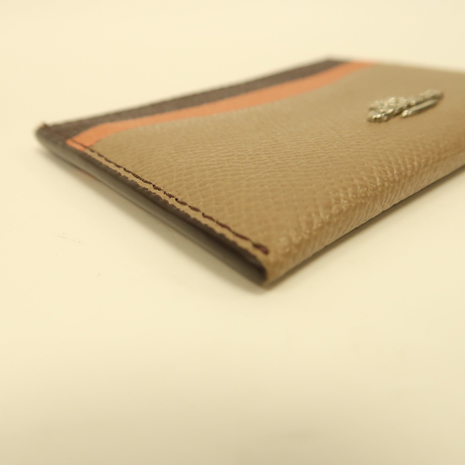 COACH 牛皮皮革Card Case銀扣卡片套啡色