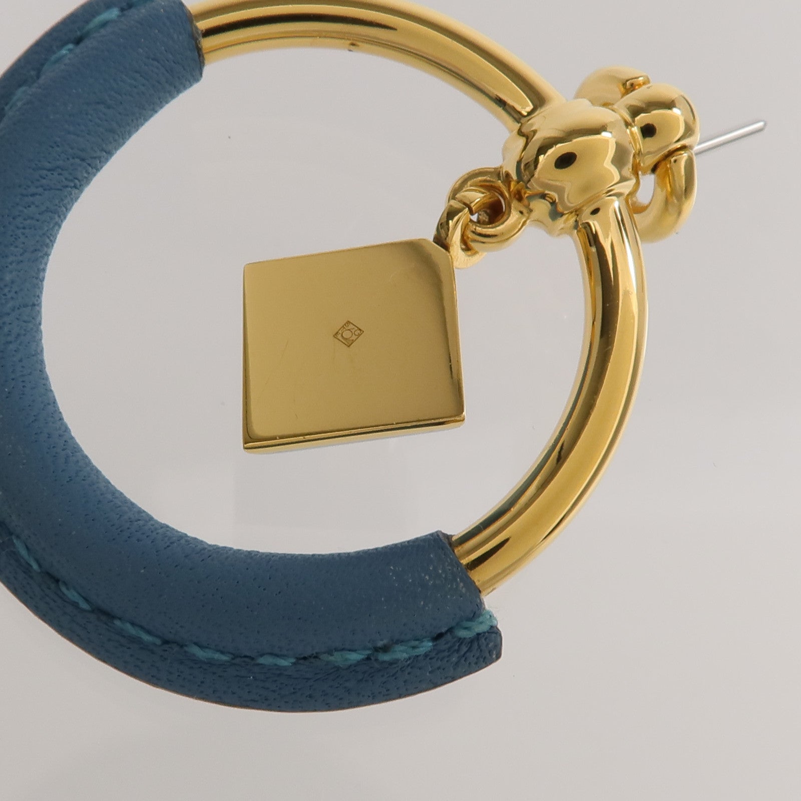 HERMES 金屬/Swift皮革Loop Medor Earrings耳環