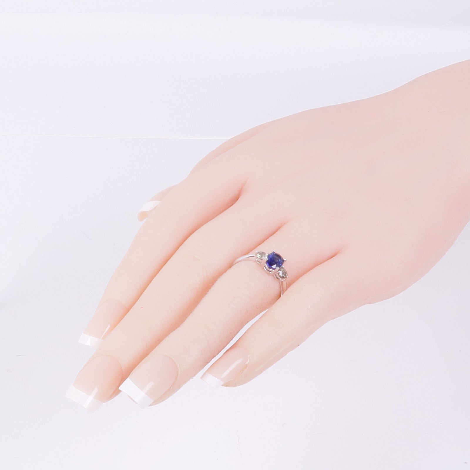 JEWELRY 18K白金Sapphire Diamond Ring藍寶石/鑽石戒指US#6.25