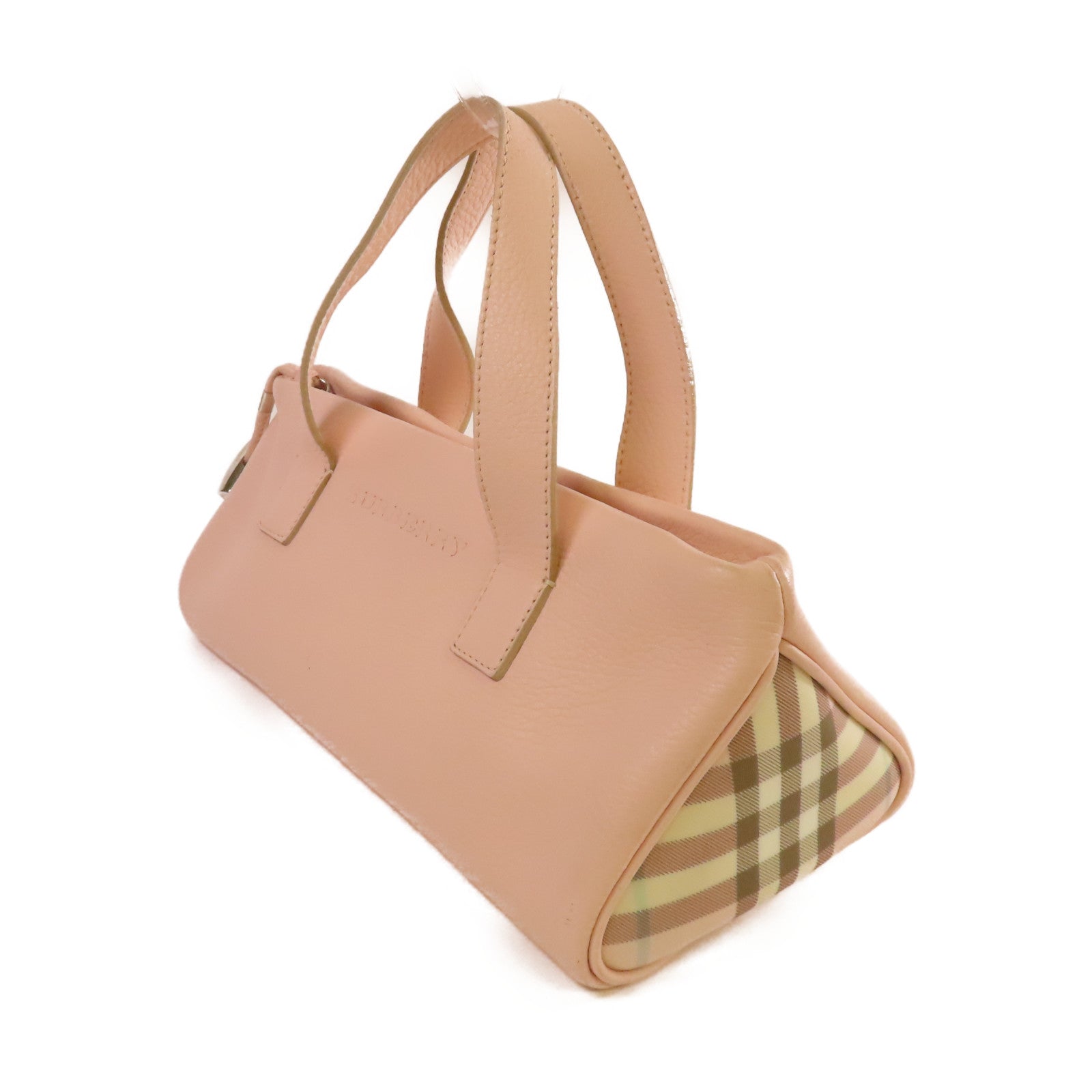 BURBERRY 牛皮皮革Hand Bag銀扣手挽袋粉紅色